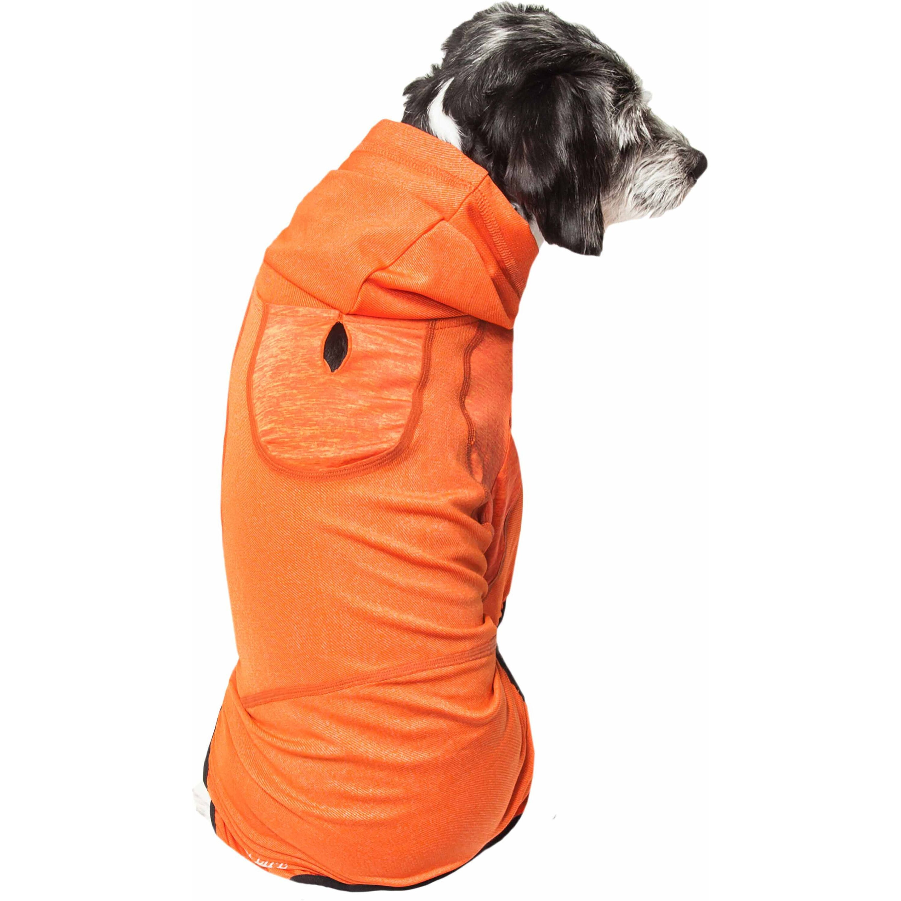 Pet Life Active 'Pawsterity' Heathered Performance 4-Way Stretch Two-Toned Full Bodied Hoodie(D0102H7081W.)