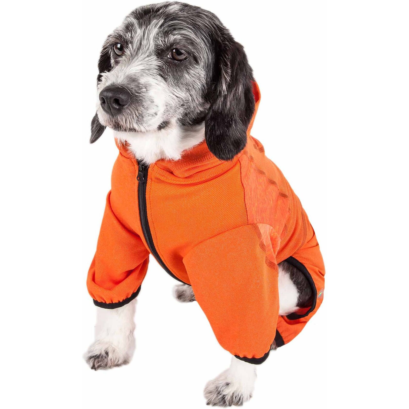 Pet Life Active 'Pawsterity' Heathered Performance 4-Way Stretch Two-Toned Full Bodied Hoodie(D0102H7081W.)