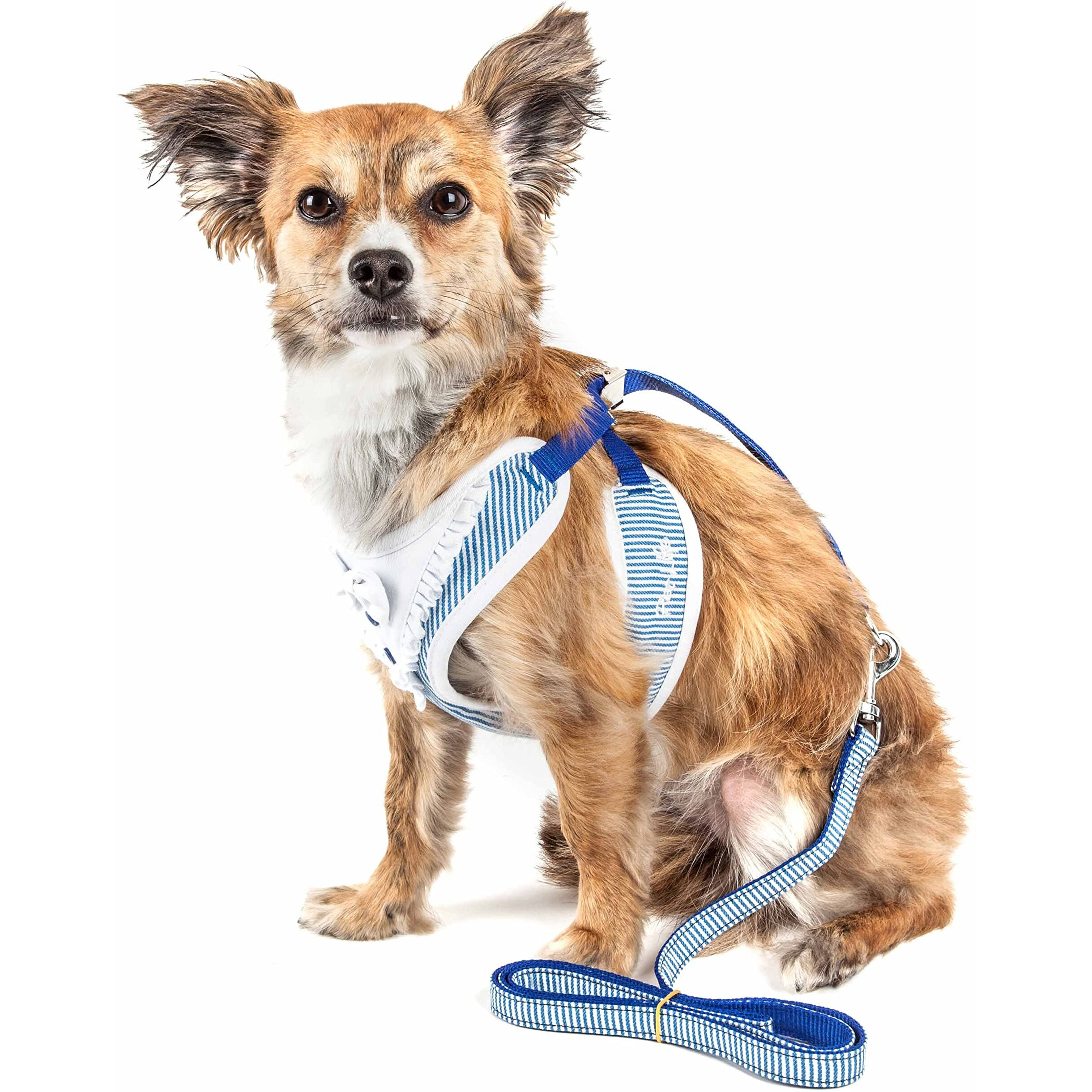 Pet Life Luxe 'spawling' 2-In-1 Mesh Reversed Adjustable Dog Harness-Leash W/ Fashion Bowtie(D0102H70KAY.)