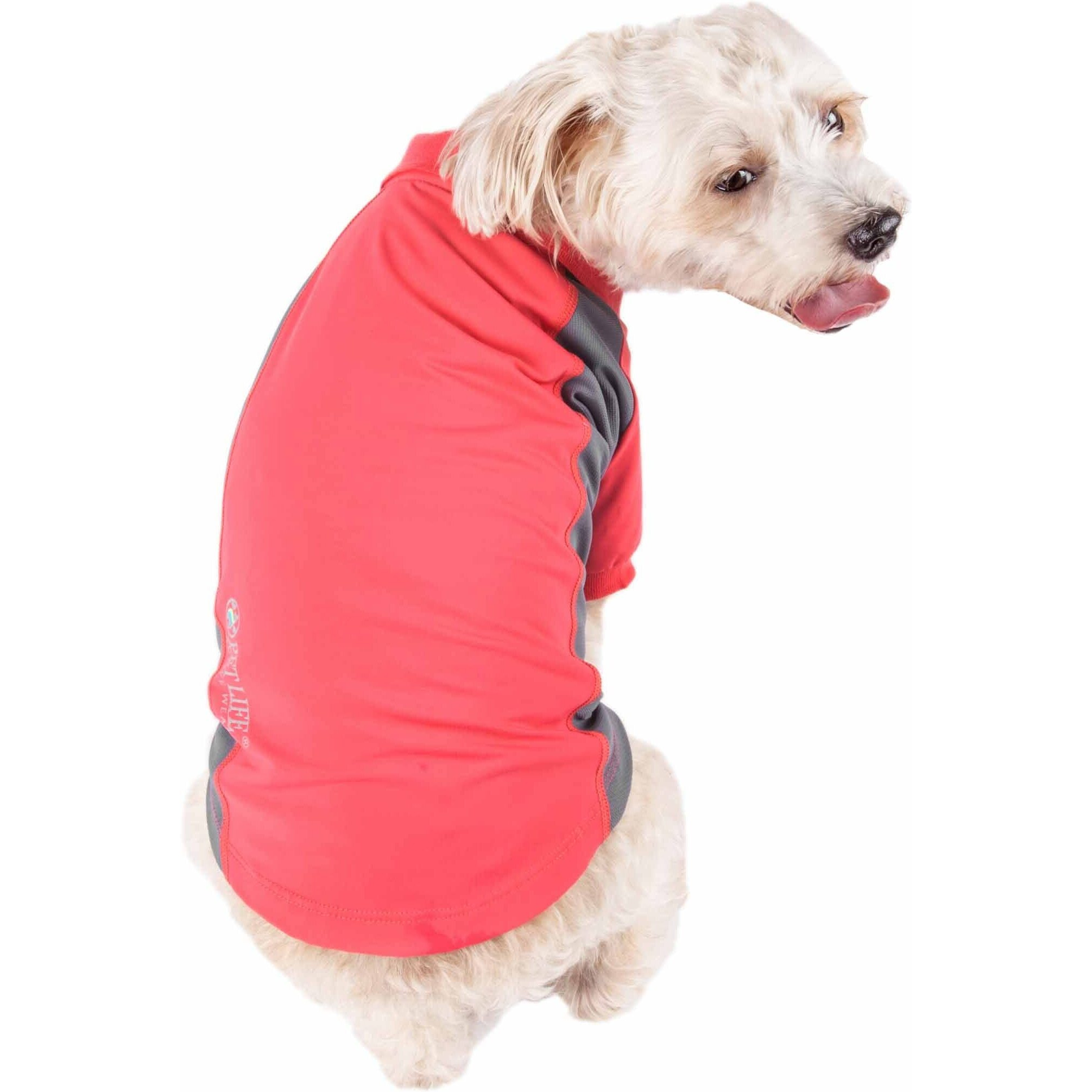 Pet Life Active 'Barko Pawlo' Relax-Stretch Wick-Proof Performance Dog Polo T-Shirt(D0102H7L3SG.)