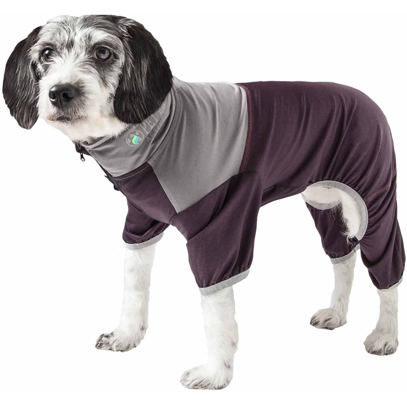 Pet Life Active 'Embarker' Heathered Performance 4-Way Stretch Two-Toned Full Body Warm Up(D0102H70WAA.)