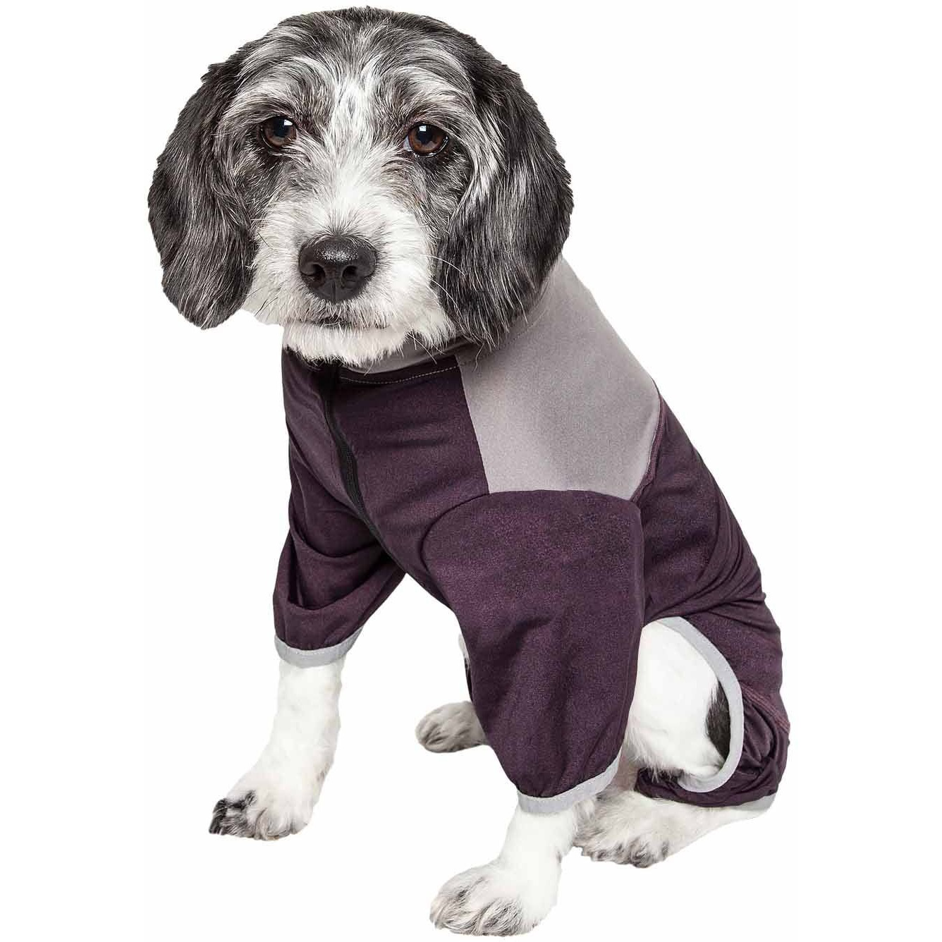 Pet Life Active 'Embarker' Heathered Performance 4-Way Stretch Two-Toned Full Body Warm Up(D0102H70WAA.)
