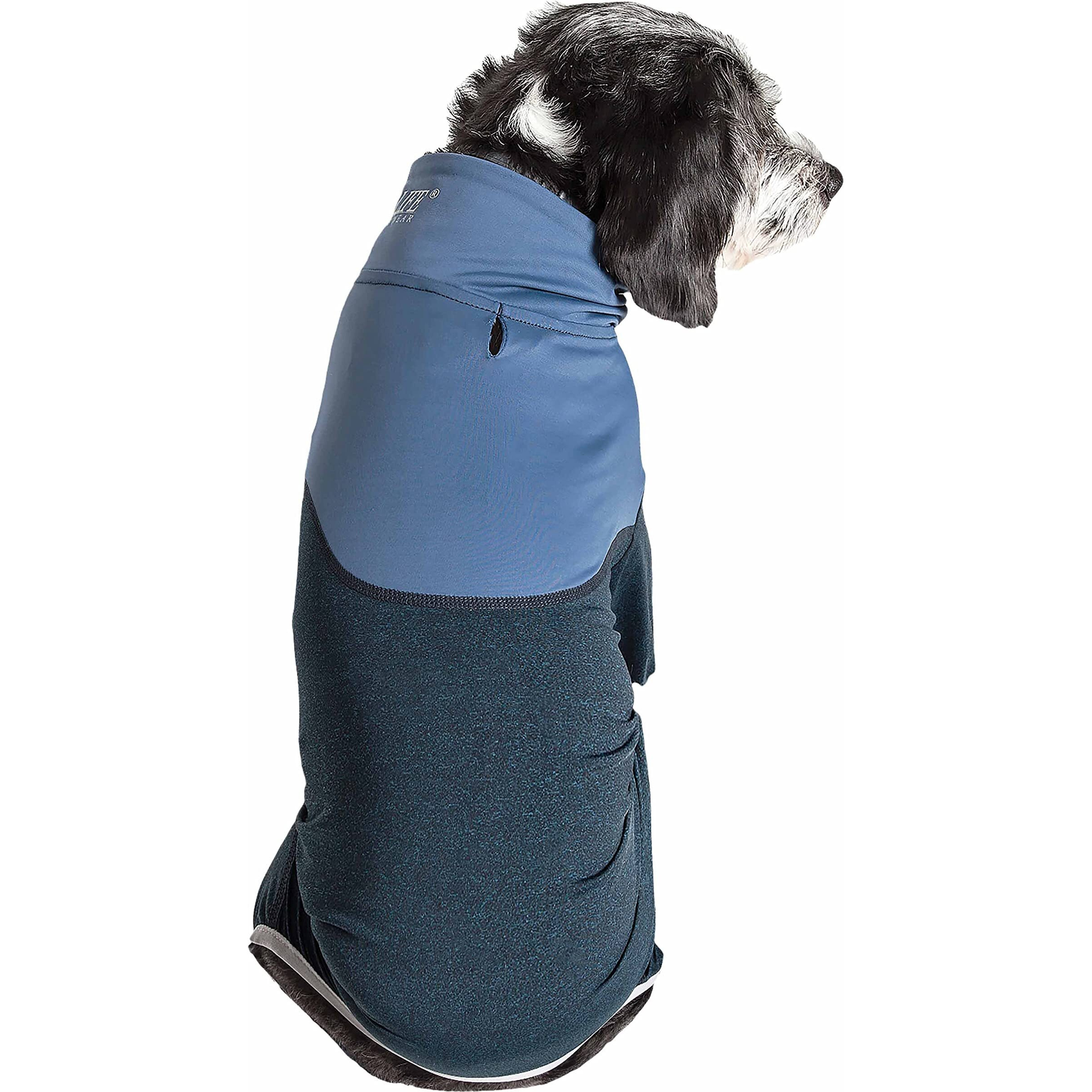 Pet Life Active 'Embarker' Heathered Performance 4-Way Stretch Two-Toned Full Body Warm Up(D0102H70W9W.)