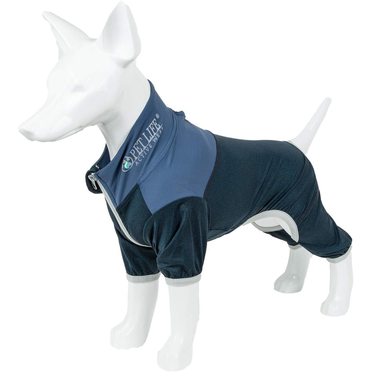 Pet Life Active 'Embarker' Heathered Performance 4-Way Stretch Two-Toned Full Body Warm Up(D0102H70W9W.)