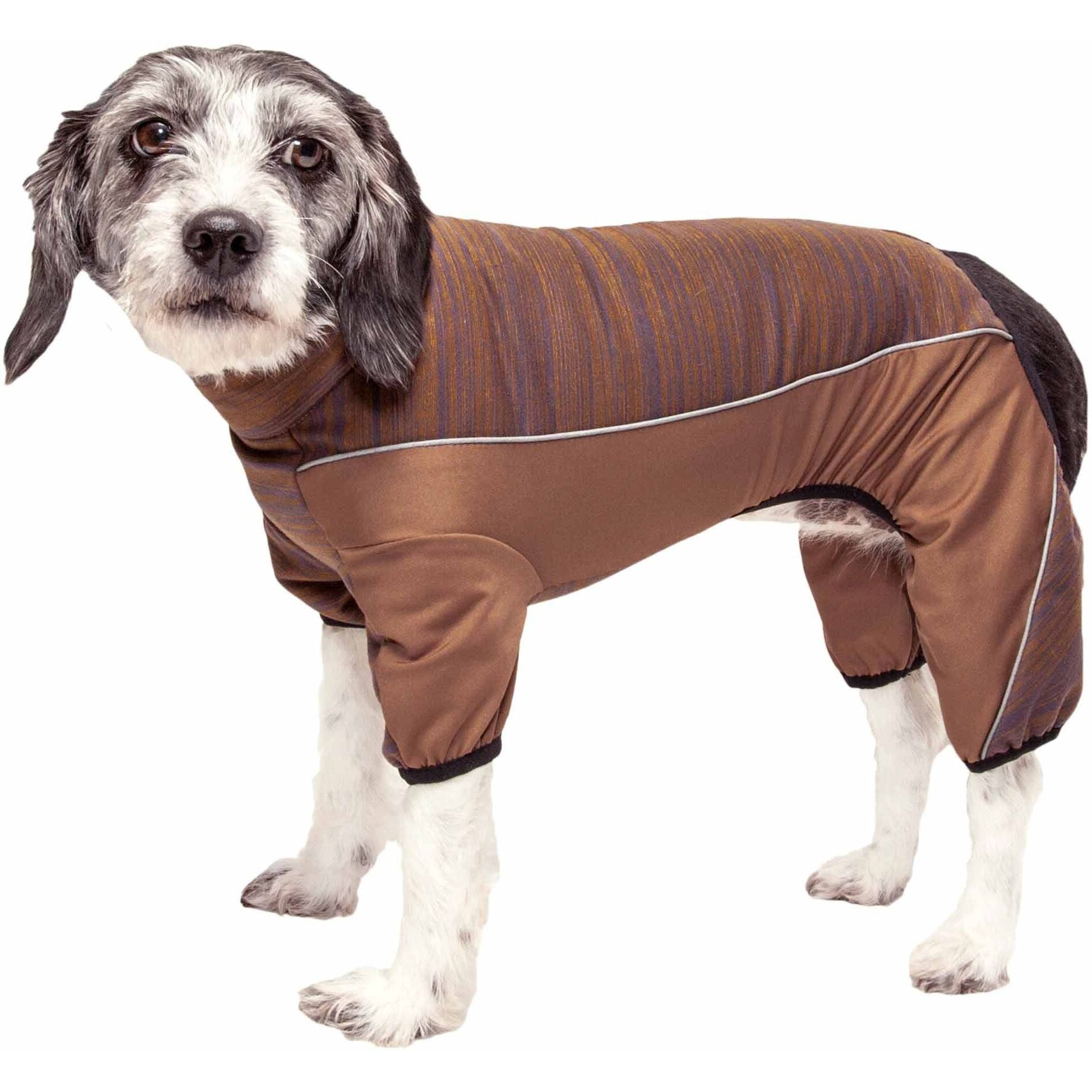 Pet Life Active 'Chase Pacer' Heathered Performance 4-Way Stretch Two-Toned Full Body Warm Up(D0102H70KXG.)