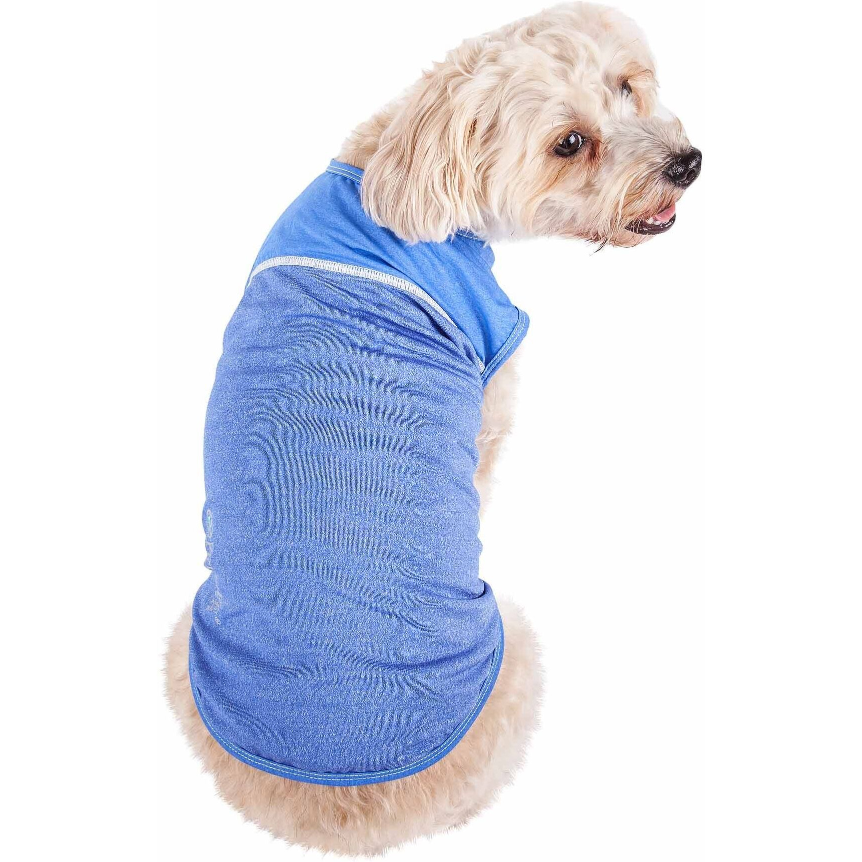 Pet Life Active 'Aero-Pawlse' Heathered Quick-Dry And 4-Way Stretch-Performance Dog Tank Top T-Shirt(D0102H7LU5A.)