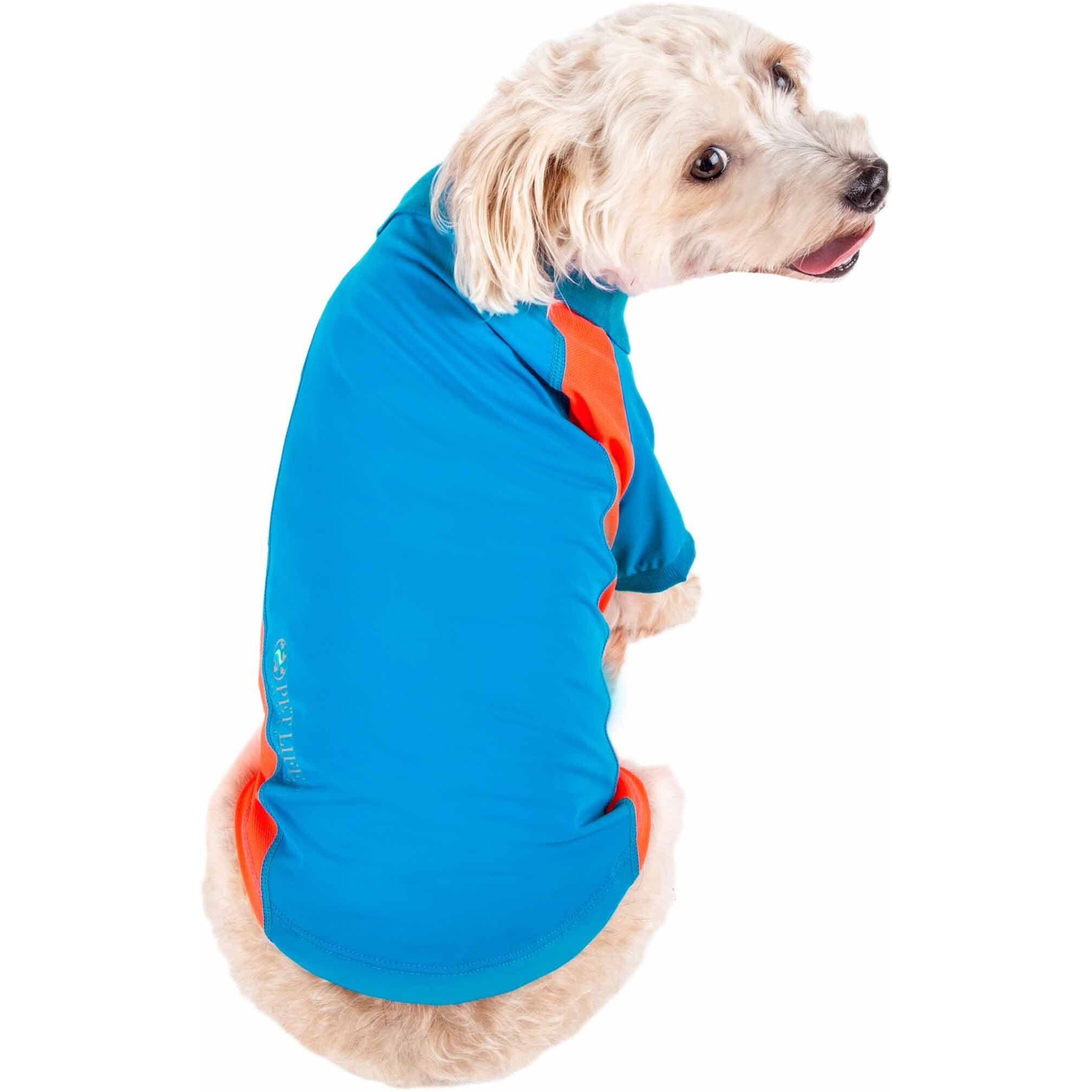 Pet Life Active 'Barko Pawlo' Relax-Stretch Wick-Proof Performance Dog Polo T-Shirt(D0102H7L3GG.)