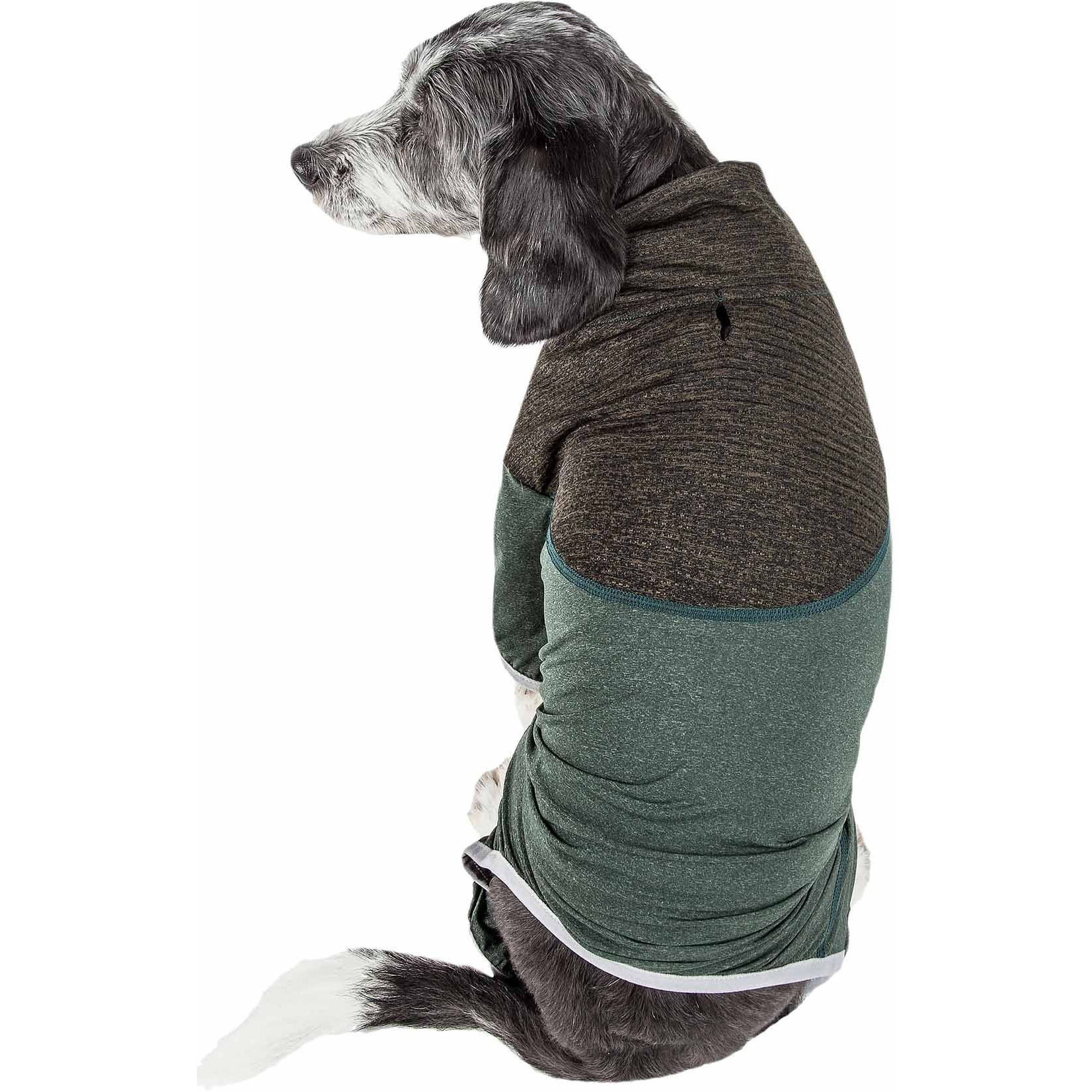 Pet Life Active 'Embarker' Heathered Performance 4-Way Stretch Two-Toned Full Body Warm Up(D0102H70WGG.)