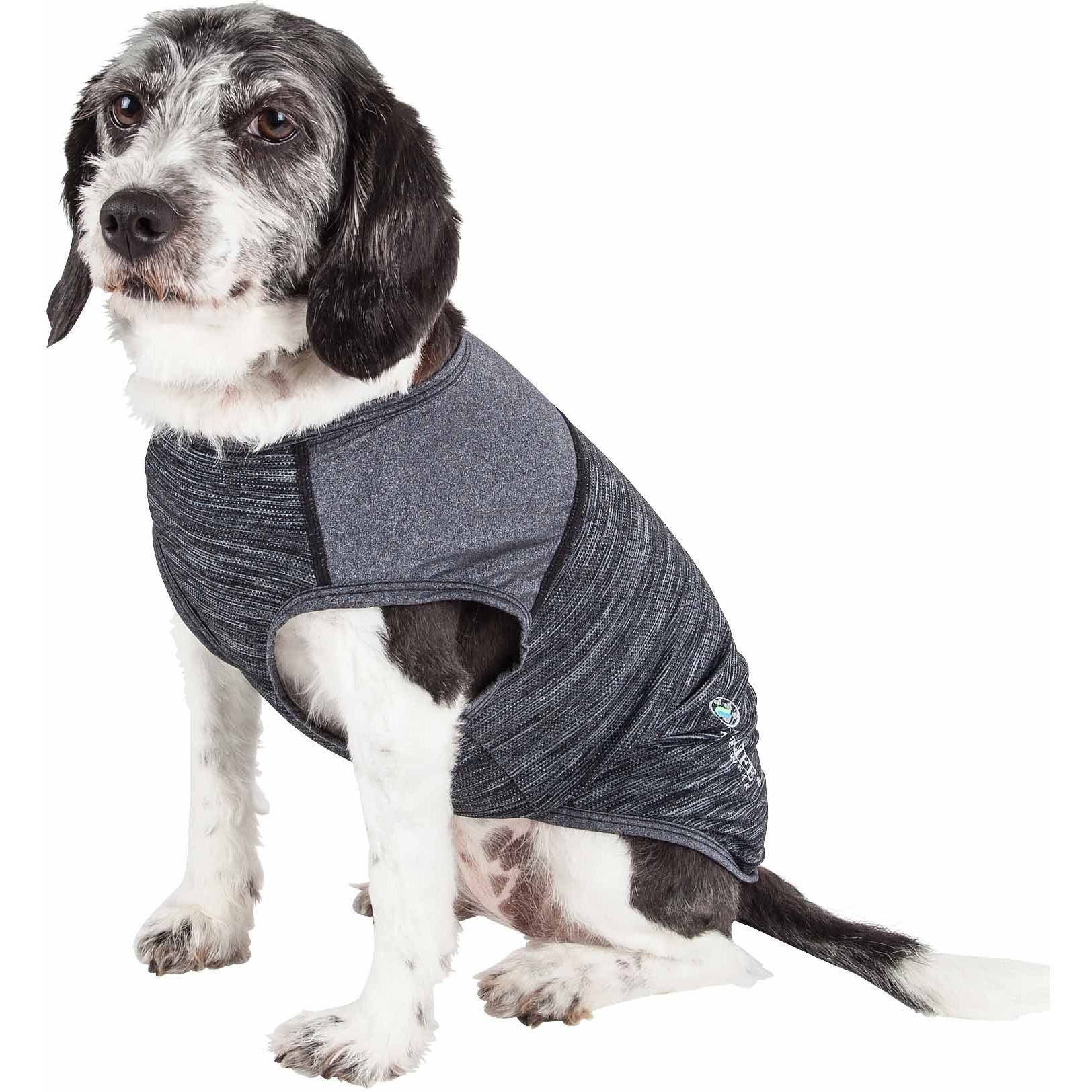 Pet Life Active 'Aero-Pawlse' Heathered Quick-Dry And 4-Way Stretch-Performance Dog Tank Top T-Shirt(D0102H7LUHG.)