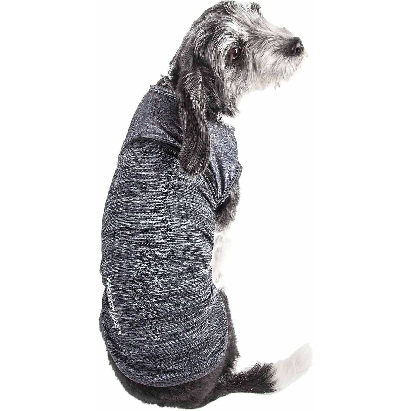 Pet Life Active 'Aero-Pawlse' Heathered Quick-Dry And 4-Way Stretch-Performance Dog Tank Top T-Shirt(D0102H7LUHG.)