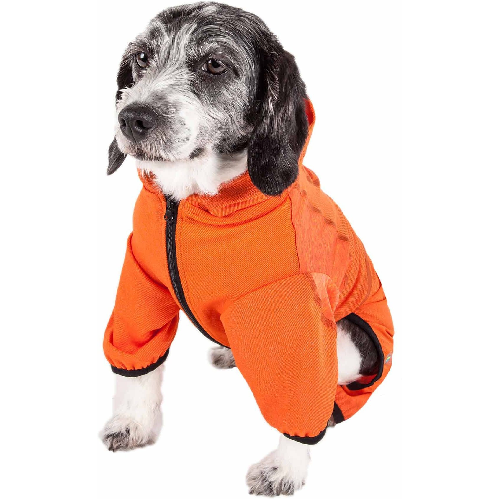 Pet Life Active 'Pawsterity' Heathered Performance 4-Way Stretch Two-Toned Full Bodied Hoodie(D0102H708BU.)