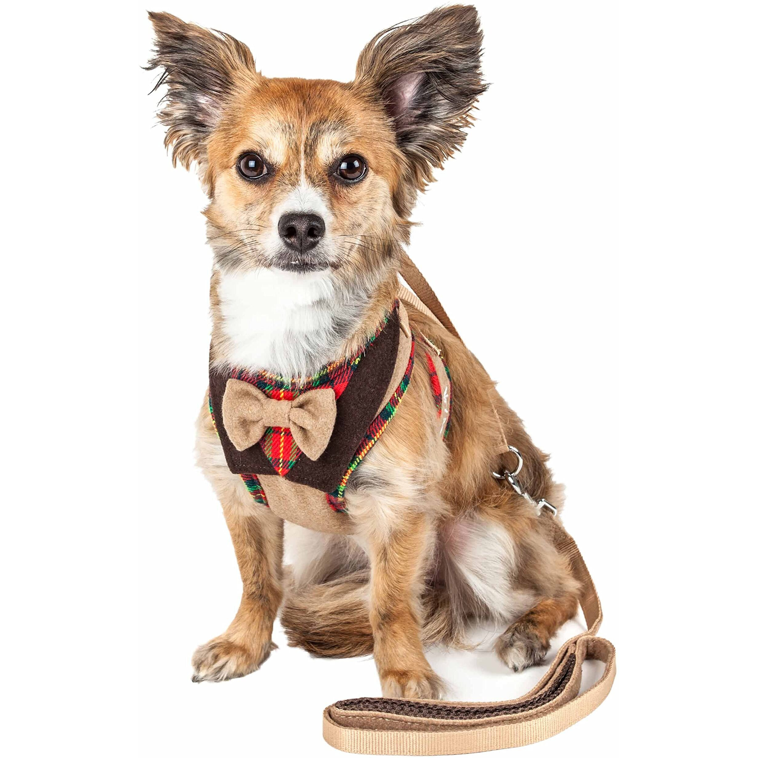 Pet Life Luxe 'Dapperbone' 2-In-1 Mesh Reversed Adjustable Dog Harness-Leash W/ Fashion Bowtie(D0102H70K5U.)