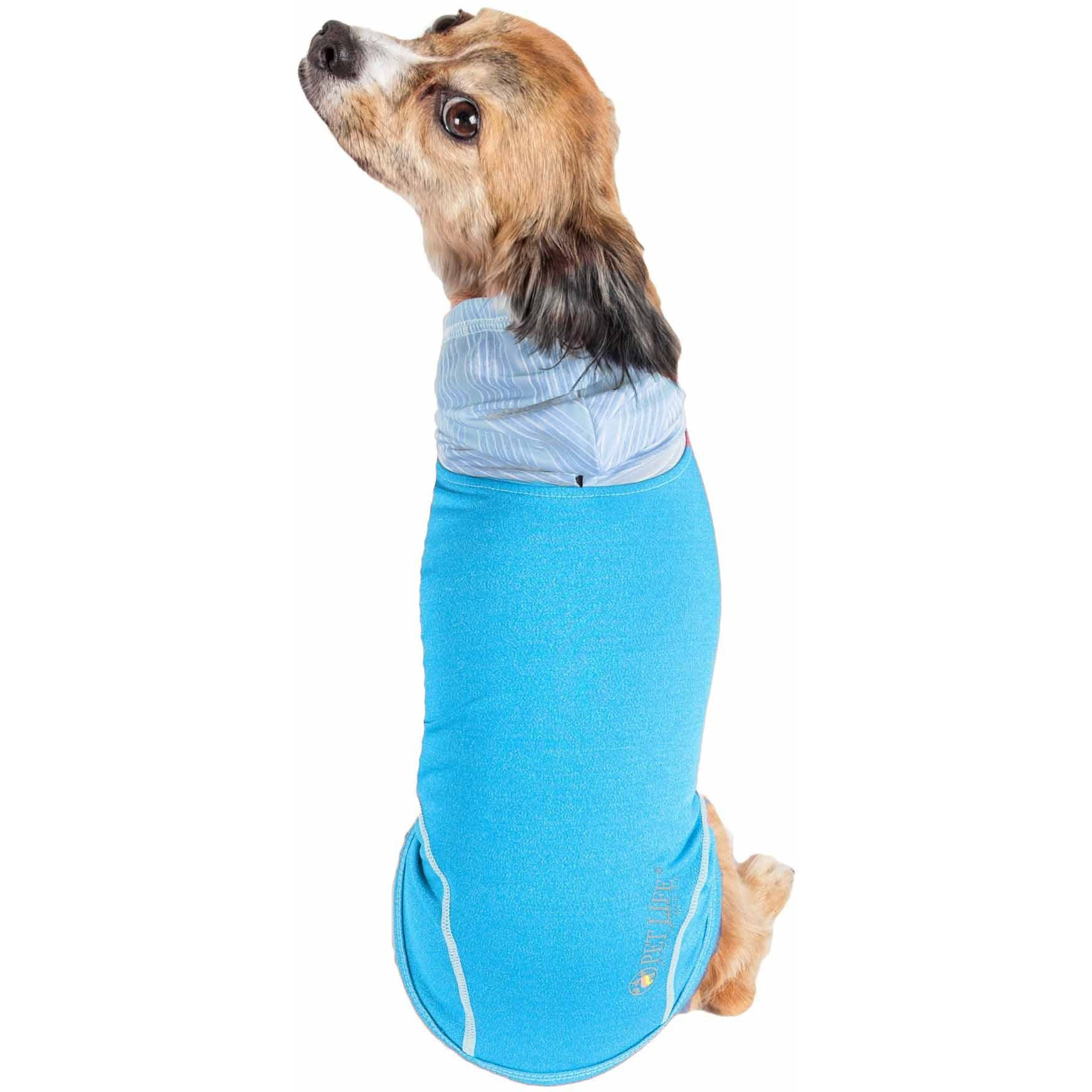 Pet Life Active 'Pull-Rover' Premium 4-Way Stretch Two-Toned Performance Sleeveless Dog T-Shirt Tank Top Hoodie(D0102H7L34U.)