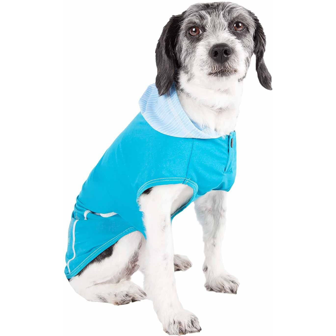 Pet Life Active 'Pull-Rover' Premium 4-Way Stretch Two-Toned Performance Sleeveless Dog T-Shirt Tank Top Hoodie(D0102H7L34U.)