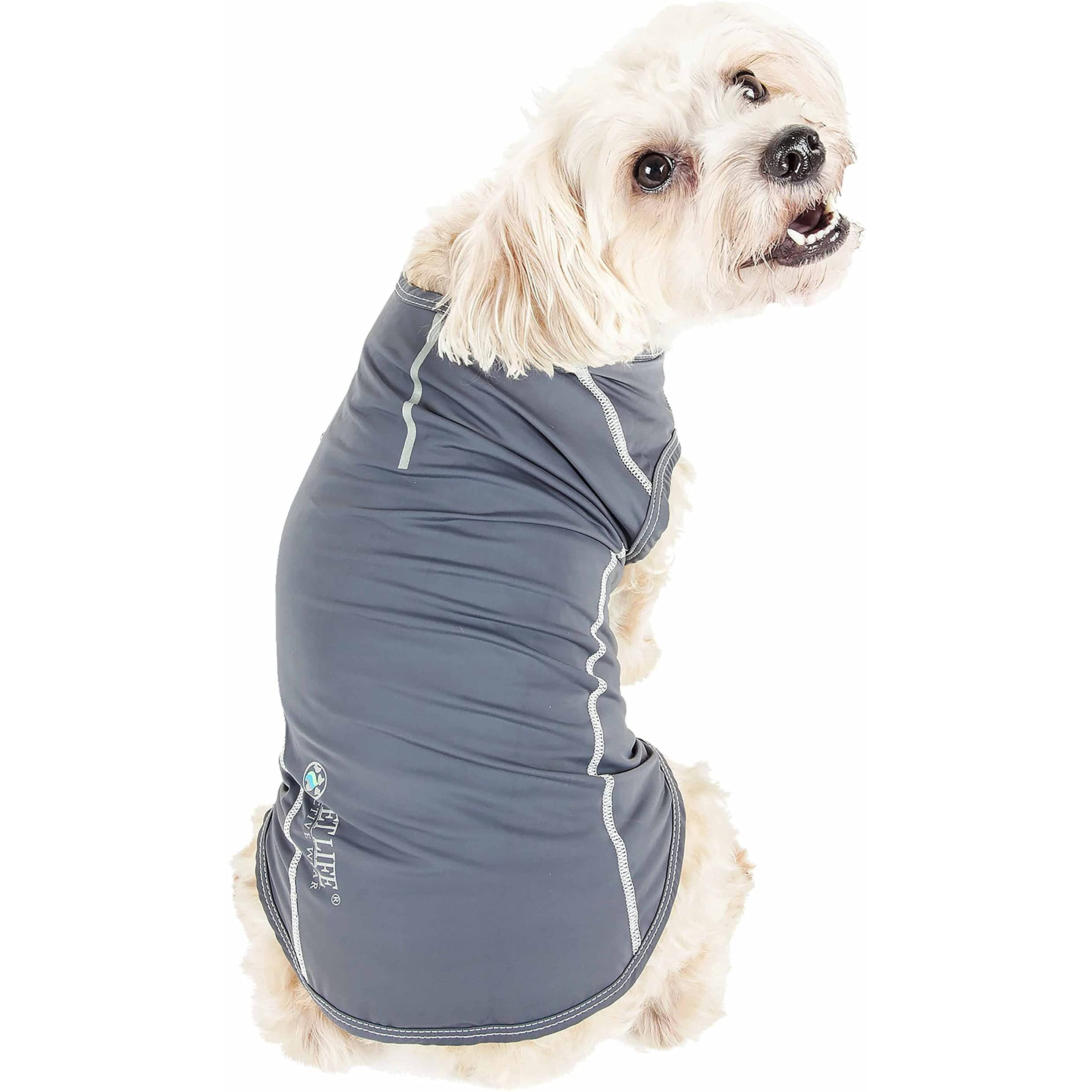 Pet Life Active 'Racerbark' 4-Way Stretch Performance Active Dog Tank Top T-Shirt(D0102H7LFGV.)