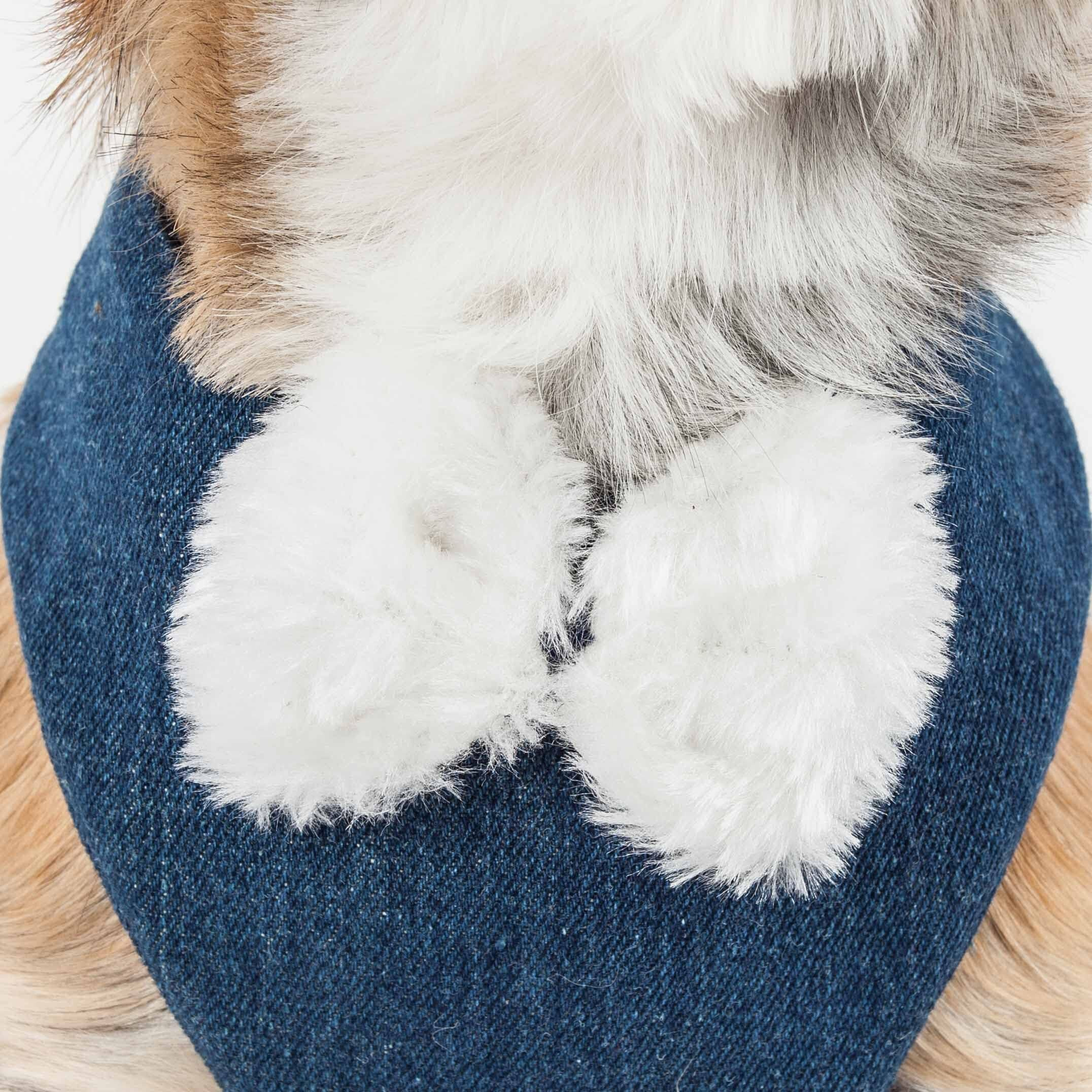 Pet Life Luxe 'Pom Draper' 2-In-1 Mesh Reversed Adjustable Dog Harness-Leash W/ Pom-Pom Bowtie(D0102H70KSW.)