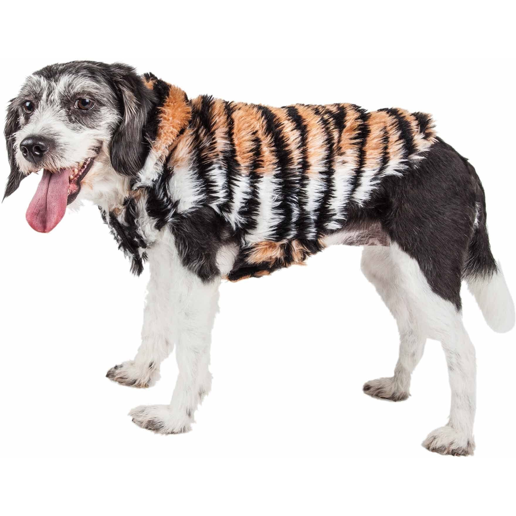 Pet Life Luxe 'Tigerbone' Glamourous Tiger Patterned Mink Fur Dog Coat Jacket(D0102H7LU9V.)