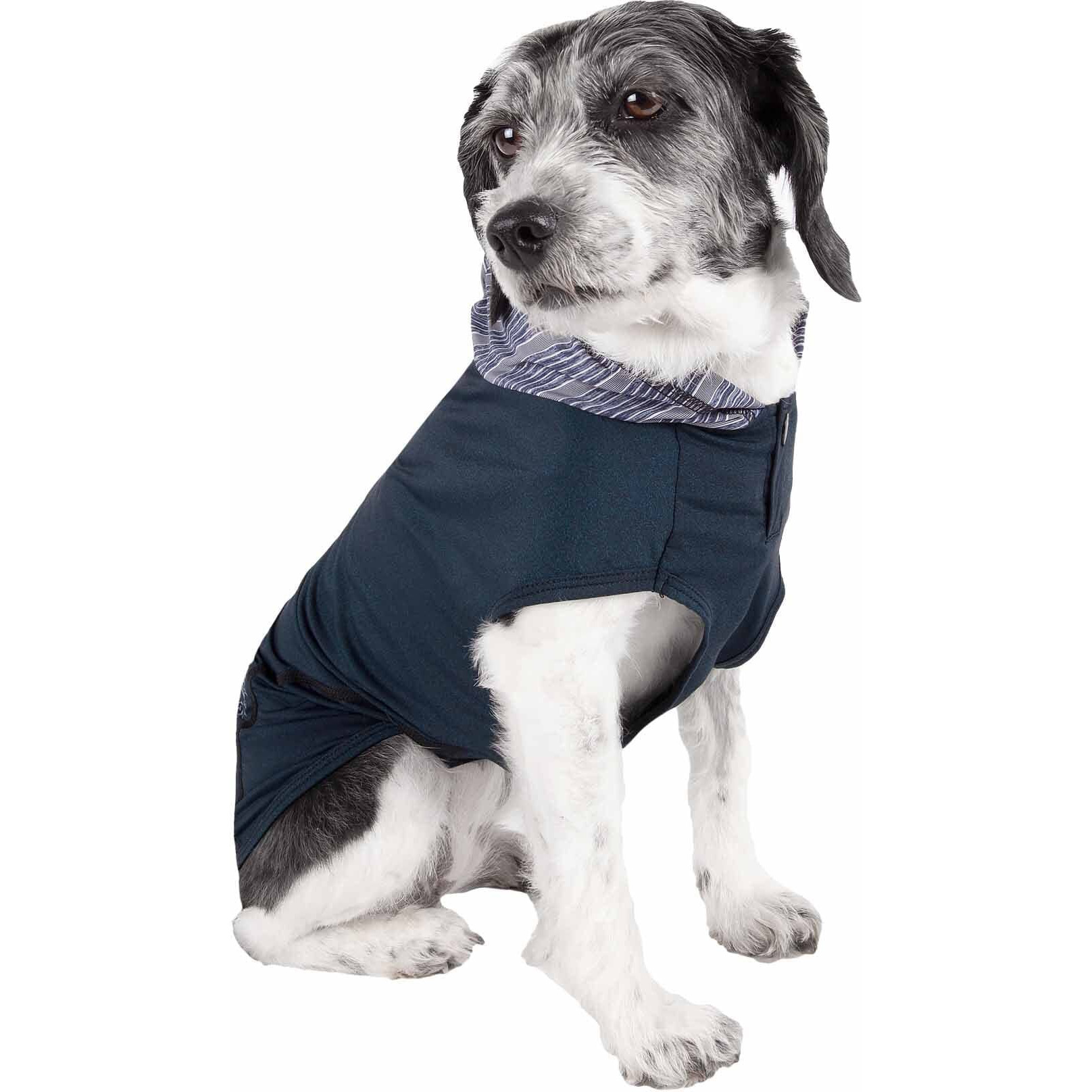 Pet Life Active 'Pull-Rover' Premium 4-Way Stretch Two-Toned Performance Sleeveless Dog T-Shirt Tank Top Hoodie(D0102H7L38Y.)