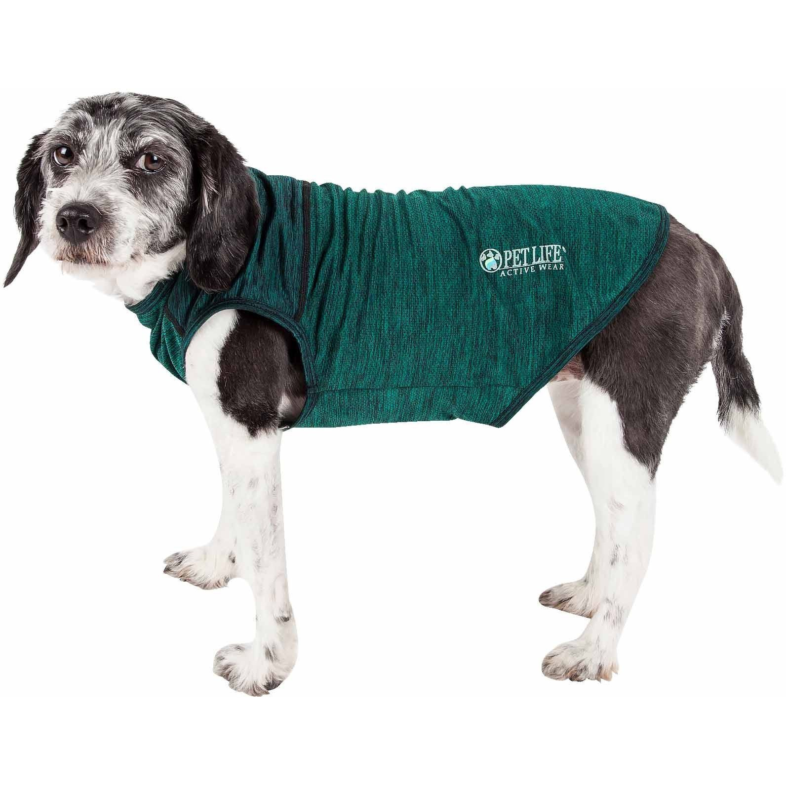 Pet Life Active 'Aero-Pawlse' Heathered Quick-Dry And 4-Way Stretch-Performance Dog Tank Top T-Shirt(D0102H7LTKA.)