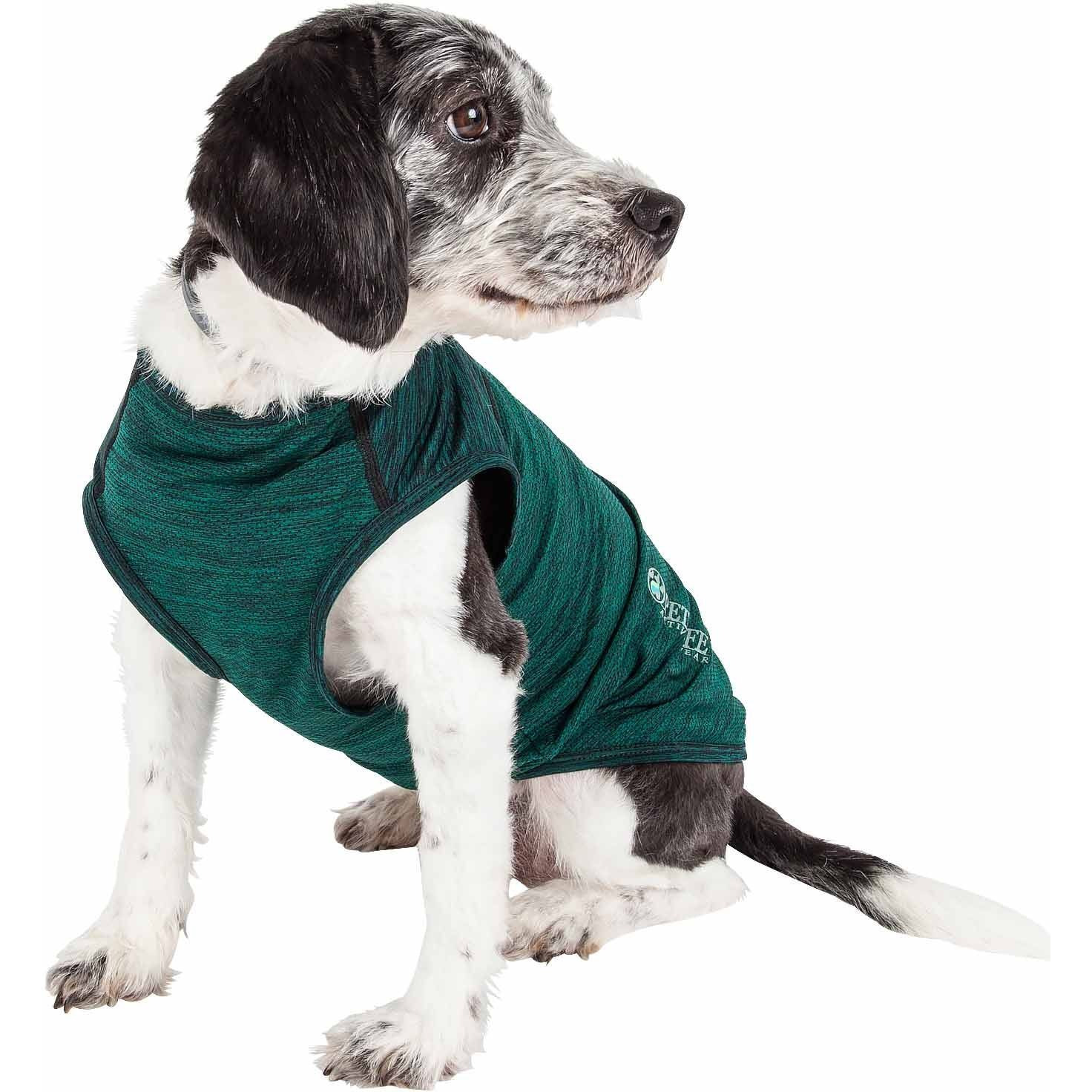 Pet Life Active 'Aero-Pawlse' Heathered Quick-Dry And 4-Way Stretch-Performance Dog Tank Top T-Shirt(D0102H7LTKA.)