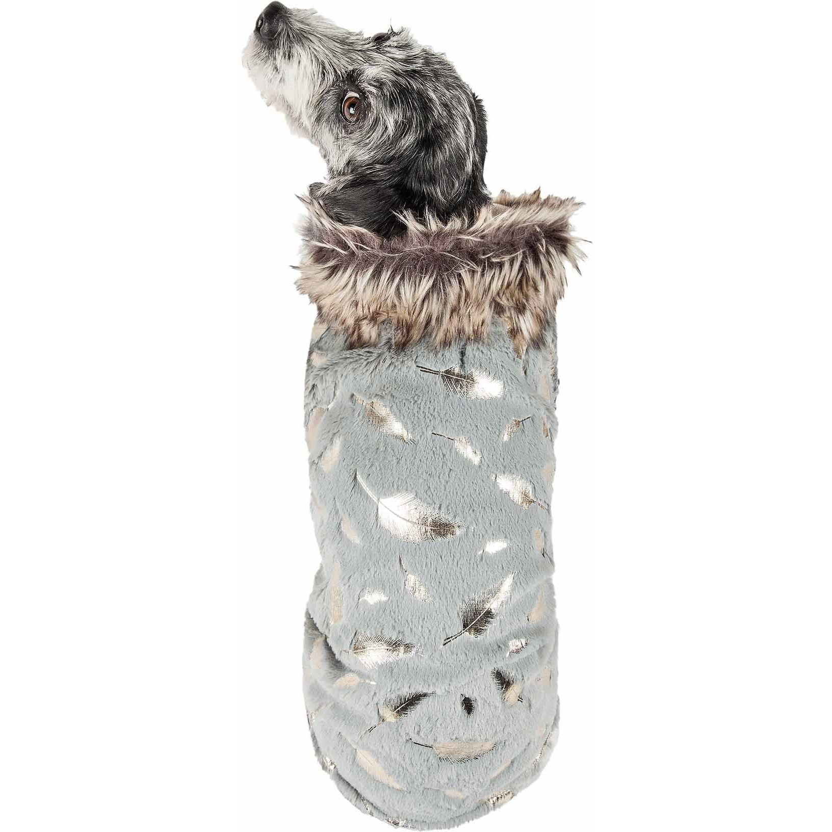 Pet Life Luxe 'Gold-Wagger' Gold-Leaf Designer Fur Dog Jacket Coat(D0102H7LUGU.)