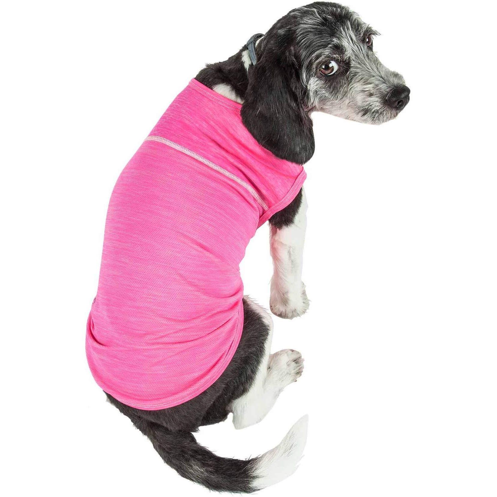 Pet Life Active 'Aero-Pawlse' Heathered Quick-Dry And 4-Way Stretch-Performance Dog Tank Top T-Shirt(D0102H7LU7G.)