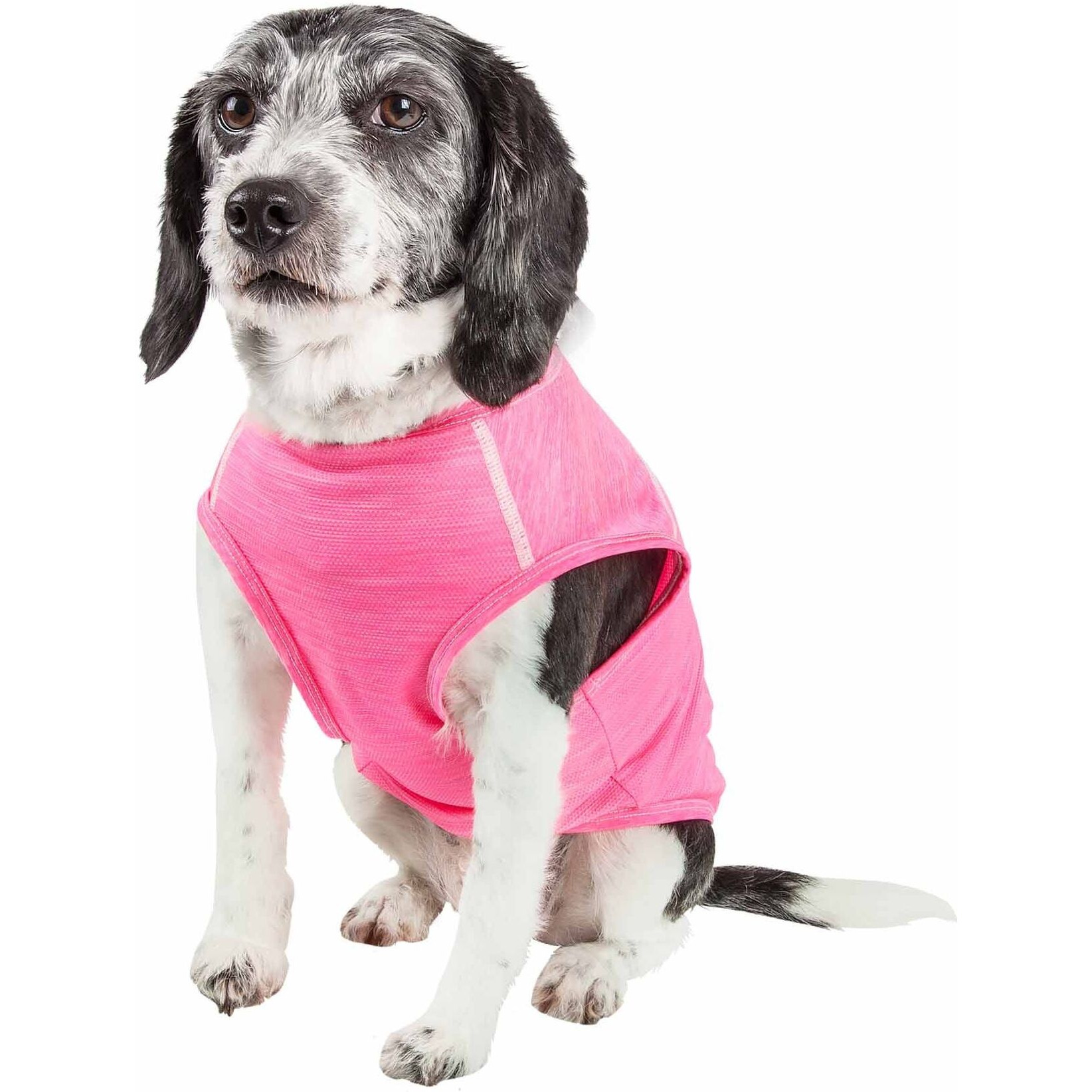 Pet Life Active 'Aero-Pawlse' Heathered Quick-Dry And 4-Way Stretch-Performance Dog Tank Top T-Shirt(D0102H7LU7G.)
