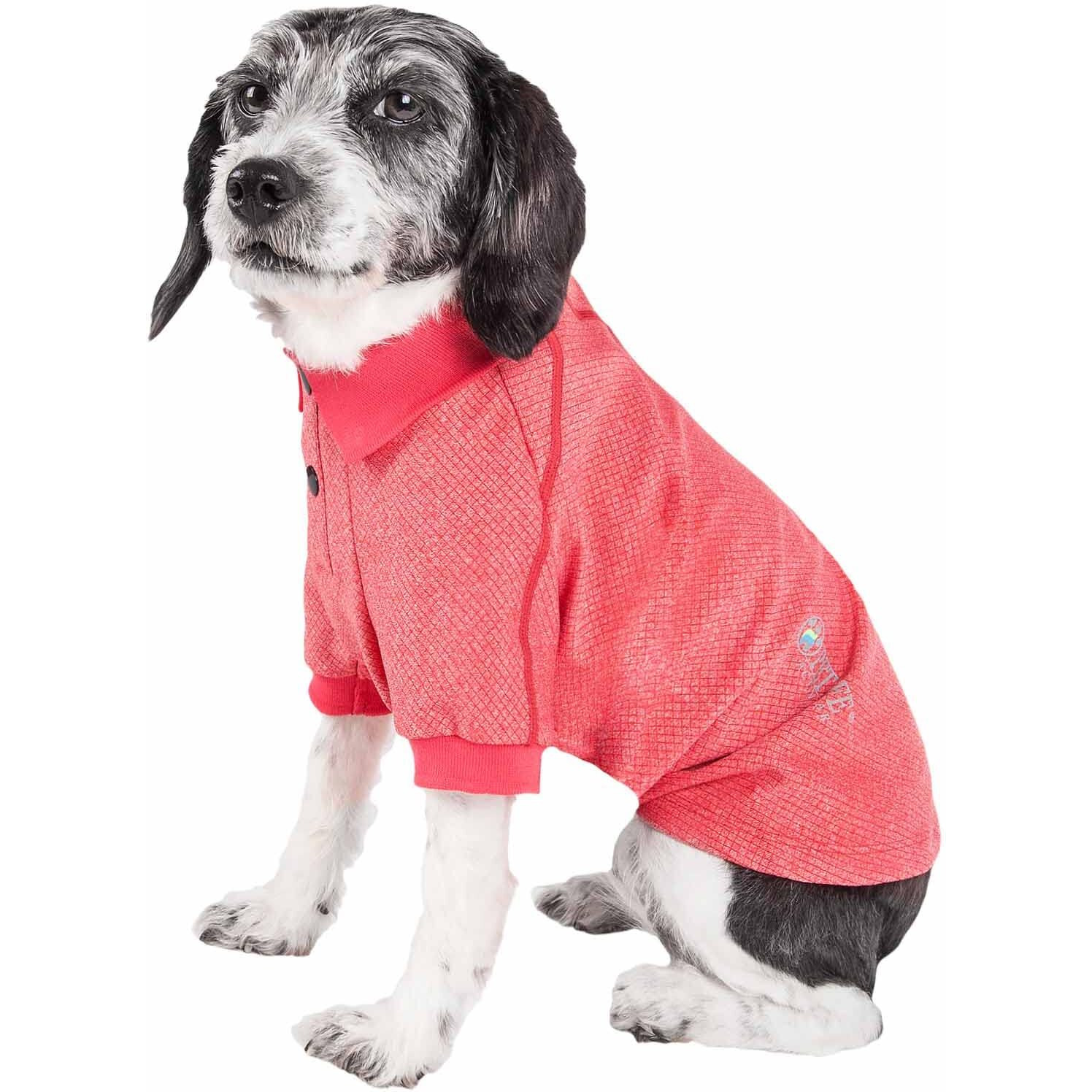 Pet Life Active 'Fur-Flexed' Relax-Stretch Wick-Proof Performance Dog Polo T-Shirt(D0102H7L3ZA.)