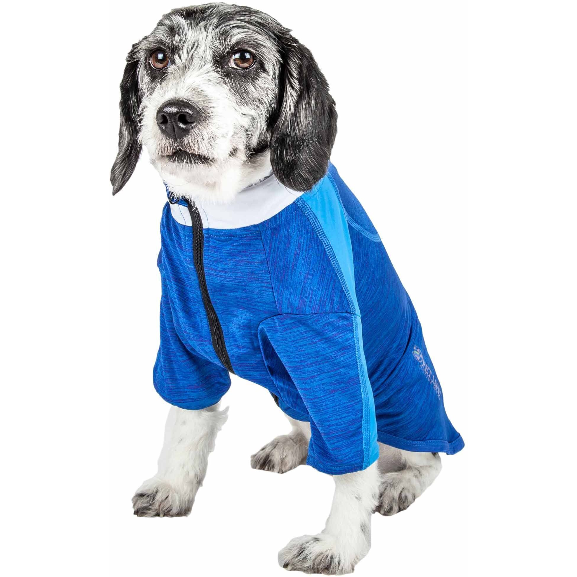 Pet Life Active 'Chewitt Wagassy' 4-Way Stretch Performance Long Sleeve Dog T-Shirt(D0102H70Z4U.)