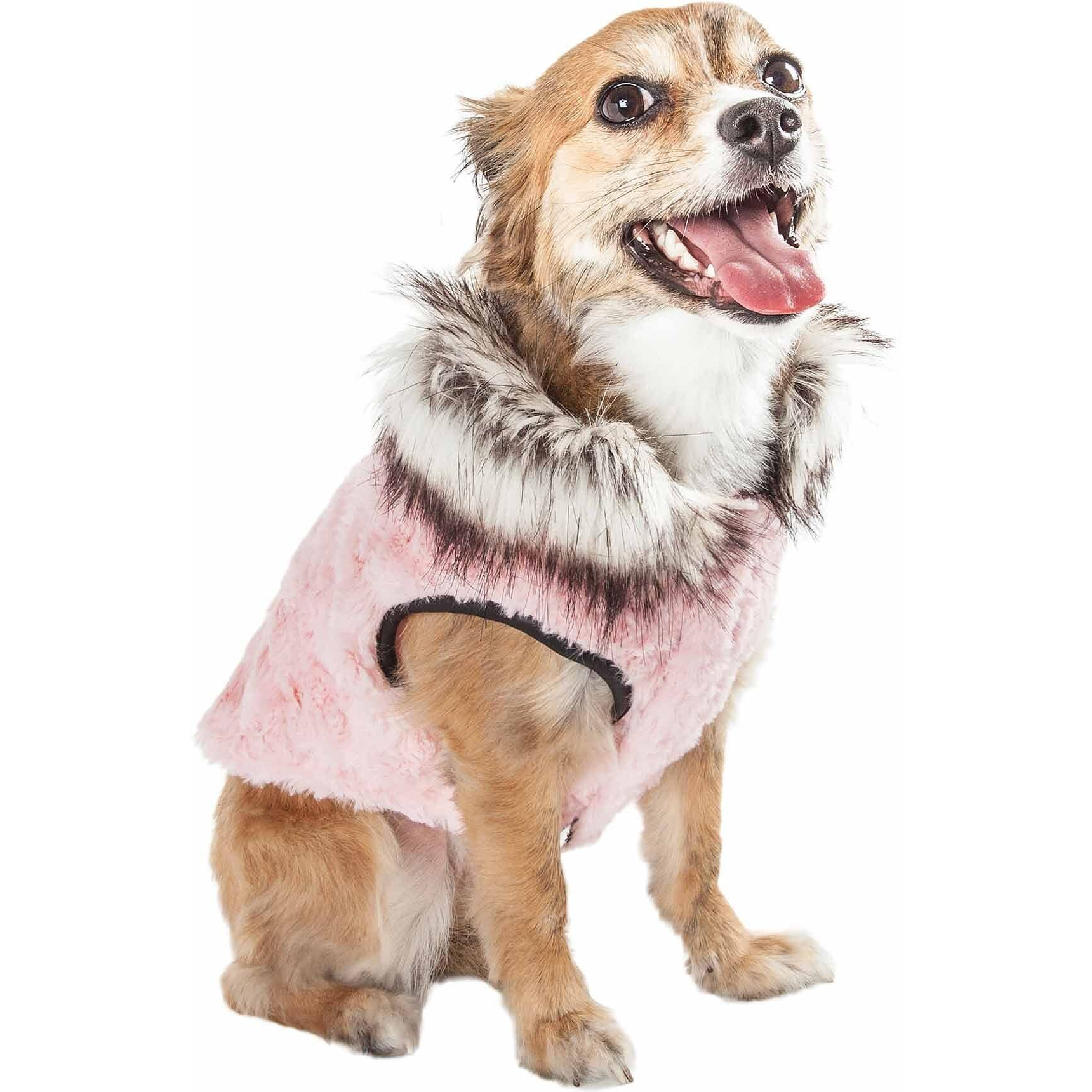 Pet Life Luxe 'Pinkachew' Charming Designer Mink Fur Dog Coat Jacket(D0102H70MFG.)