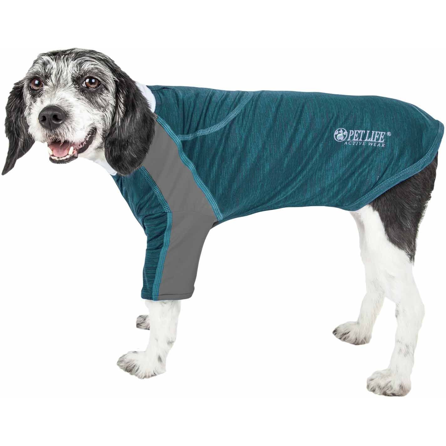Pet Life Active 'Chewitt Wagassy' 4-Way Stretch Performance Long Sleeve Dog T-Shirt(D0102H70Z8Y.)
