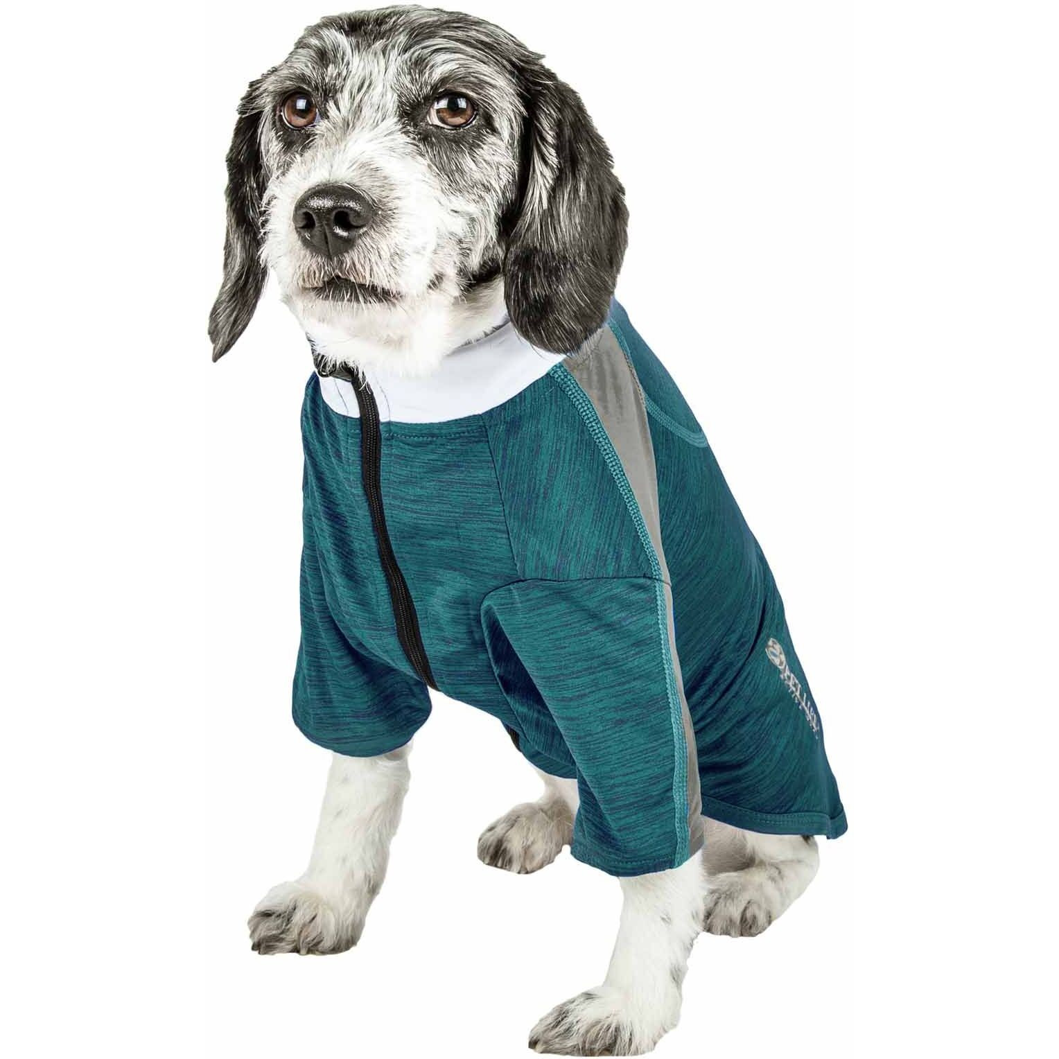 Pet Life Active 'Chewitt Wagassy' 4-Way Stretch Performance Long Sleeve Dog T-Shirt(D0102H70Z8Y.)