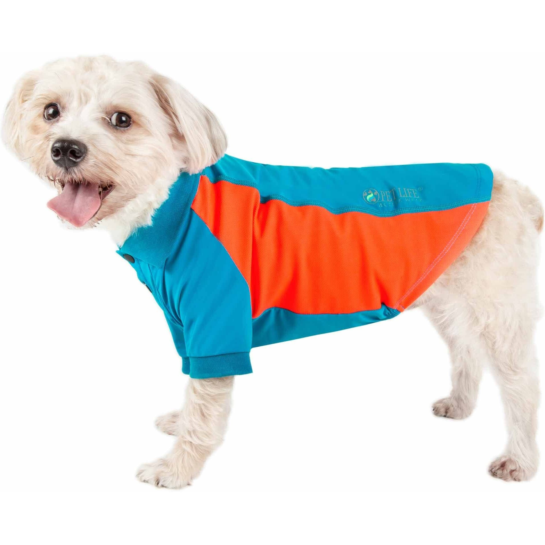 Pet Life Active 'Barko Pawlo' Relax-Stretch Wick-Proof Performance Dog Polo T-Shirt(D0102H7L3GY.)