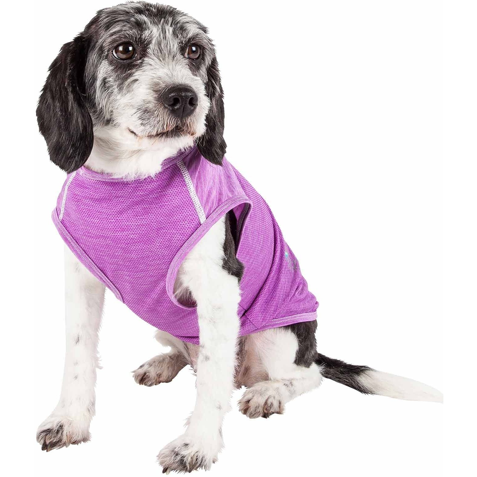 Pet Life Active 'Aero-Pawlse' Heathered Quick-Dry And 4-Way Stretch-Performance Dog Tank Top T-Shirt(D0102H7LTWG.)