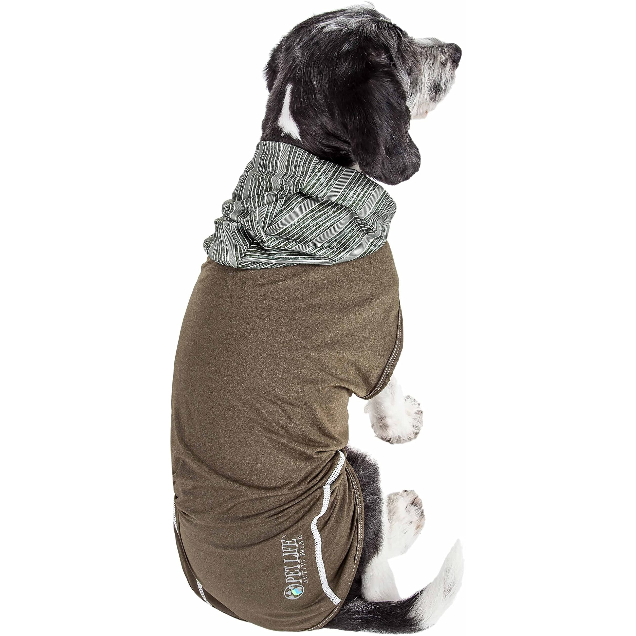 Pet Life Active 'Pull-Rover' Premium 4-Way Stretch Two-Toned Performance Sleeveless Dog T-Shirt Tank Top Hoodie(D0102H7L3NV.)