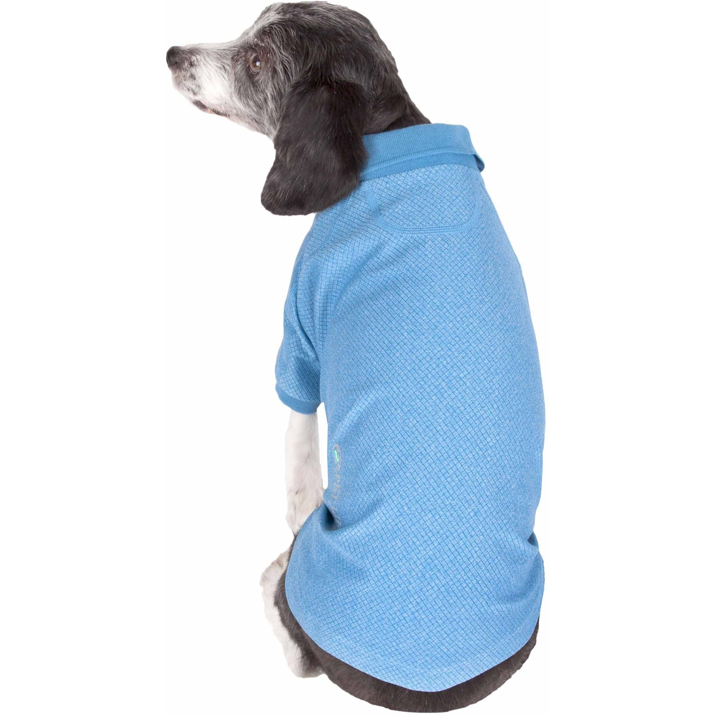 Pet Life Active 'Fur-Flexed' Relax-Stretch Wick-Proof Performance Dog Polo T-Shirt(D0102H7L31U.)