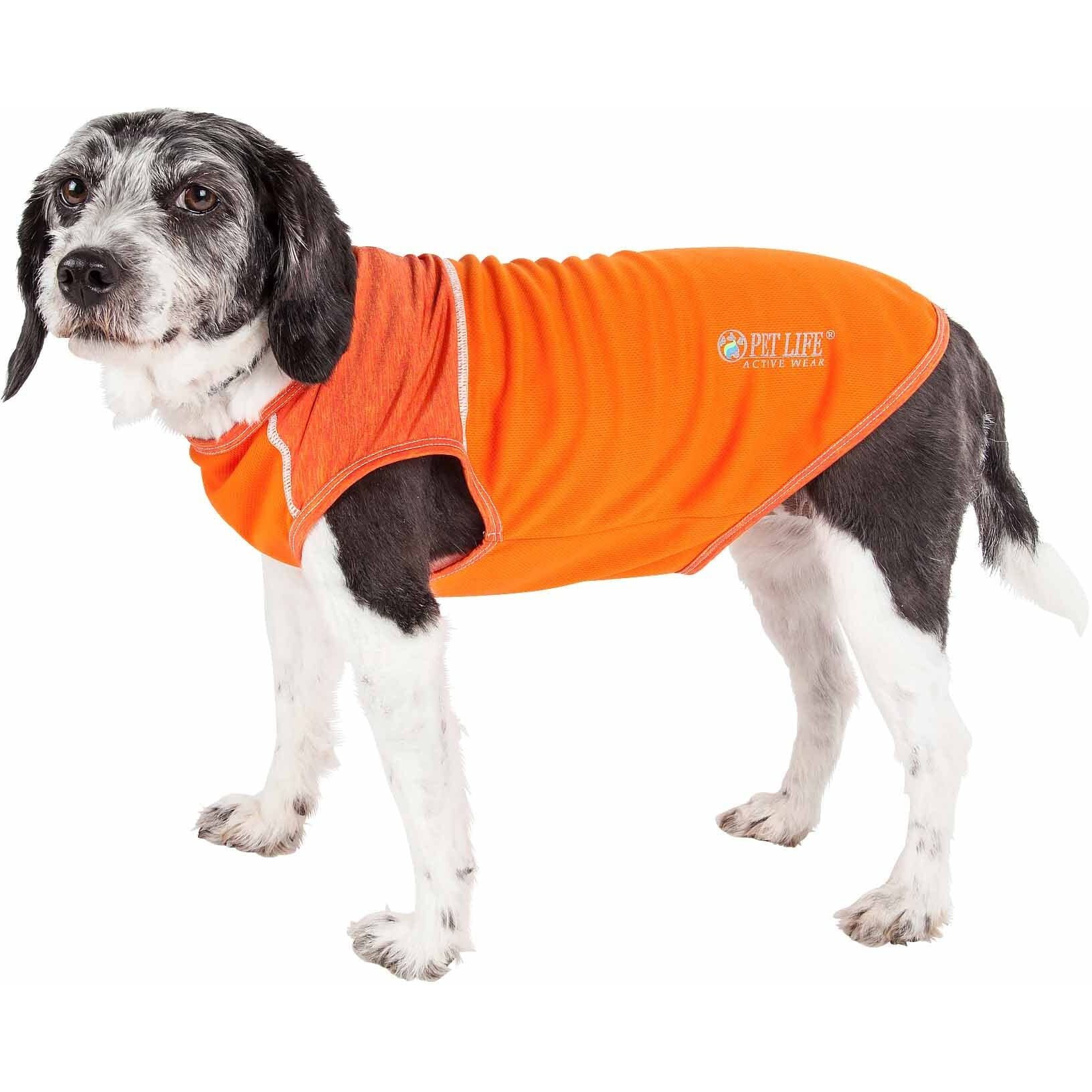 Pet Life Active 'Aero-Pawlse' Heathered Quick-Dry And 4-Way Stretch-Performance Dog Tank Top T-Shirt(D0102H7LT4V.)