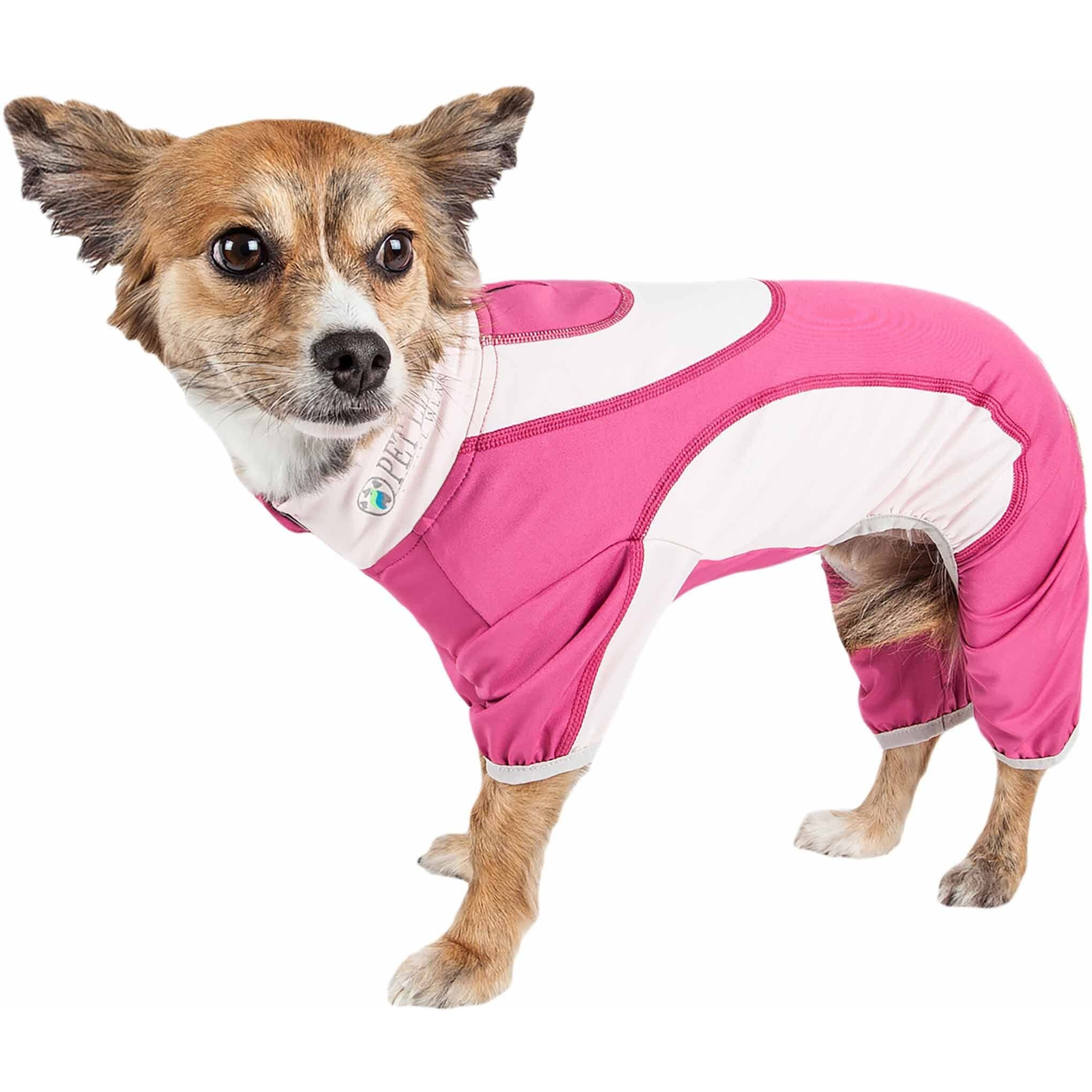 Pet Life Active 'Warm-Pup' Heathered Performance 4-Way Stretch Two-Toned Full Body Warm Up(D0102H7084A.)