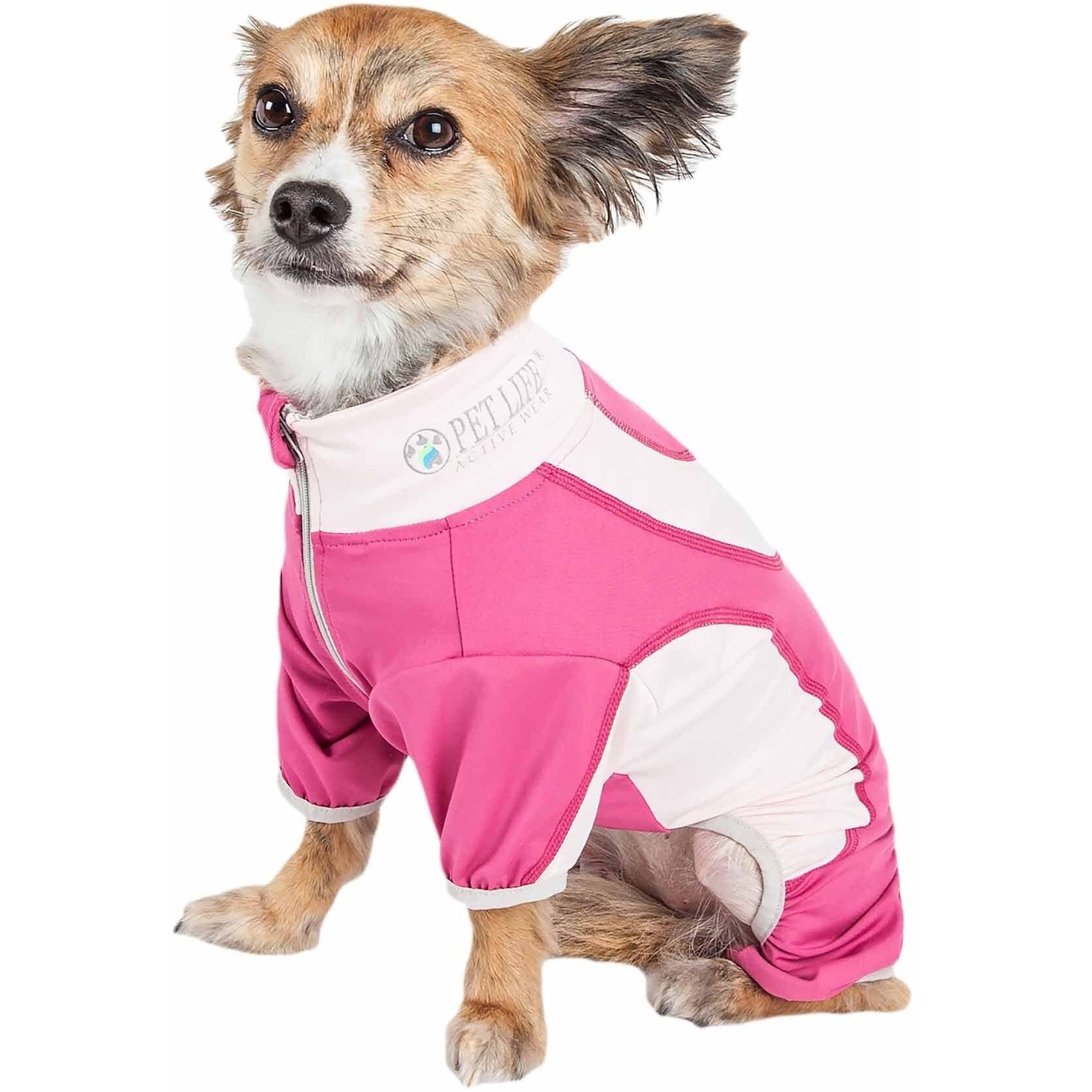 Pet Life Active 'Warm-Pup' Heathered Performance 4-Way Stretch Two-Toned Full Body Warm Up(D0102H7084A.)