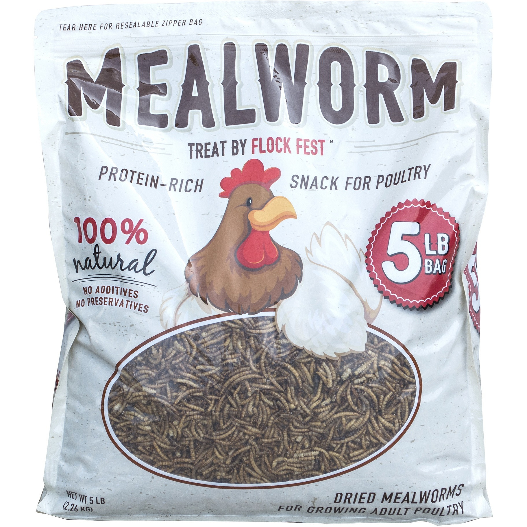 Buffalo Outdoor Dried Mealworms for Chickens, Wild Birds, Ducks, and Small Pets, 5 Lbs Bag