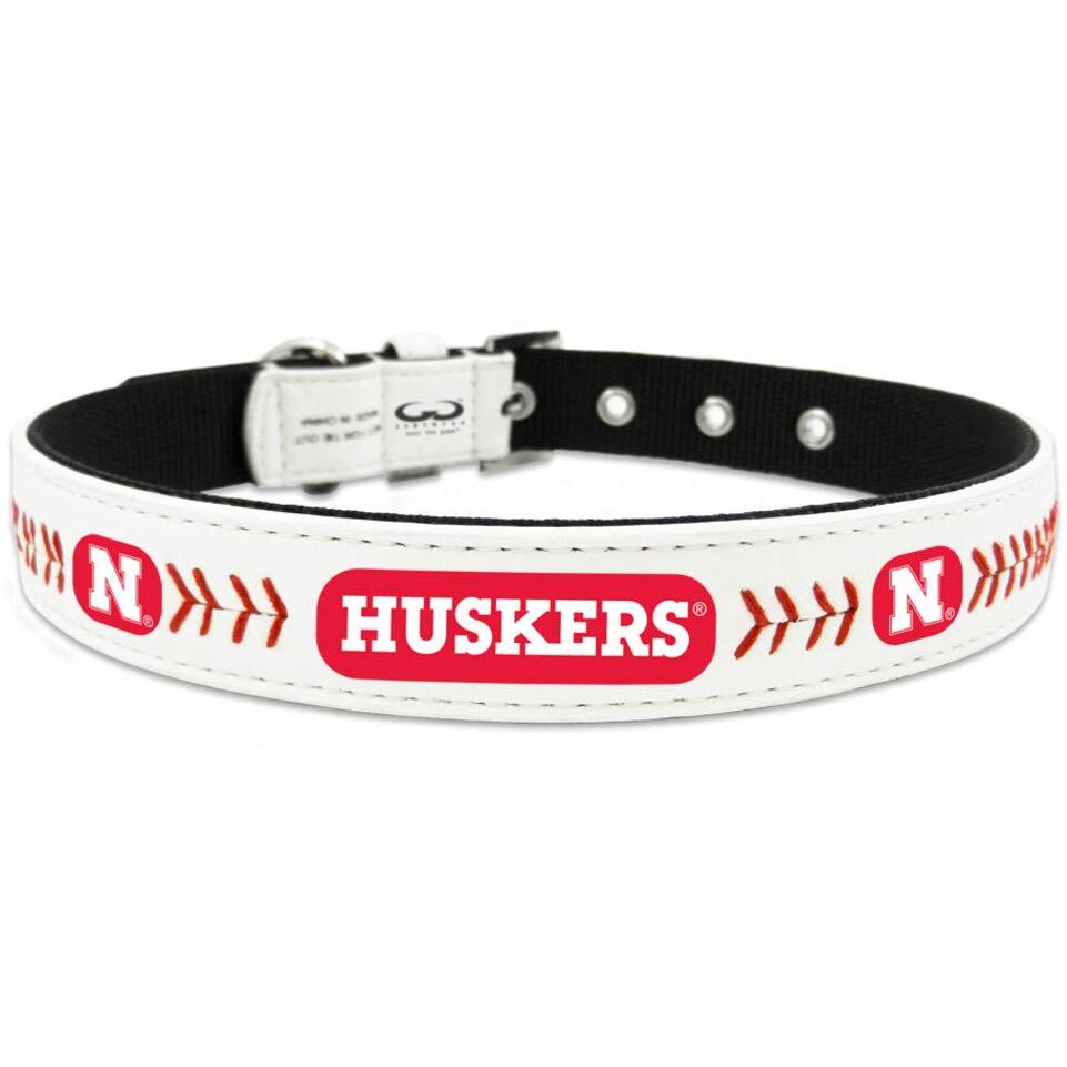 Nebraska Cornhuskers Pet Collar Classic Baseball Leather Size Small CO