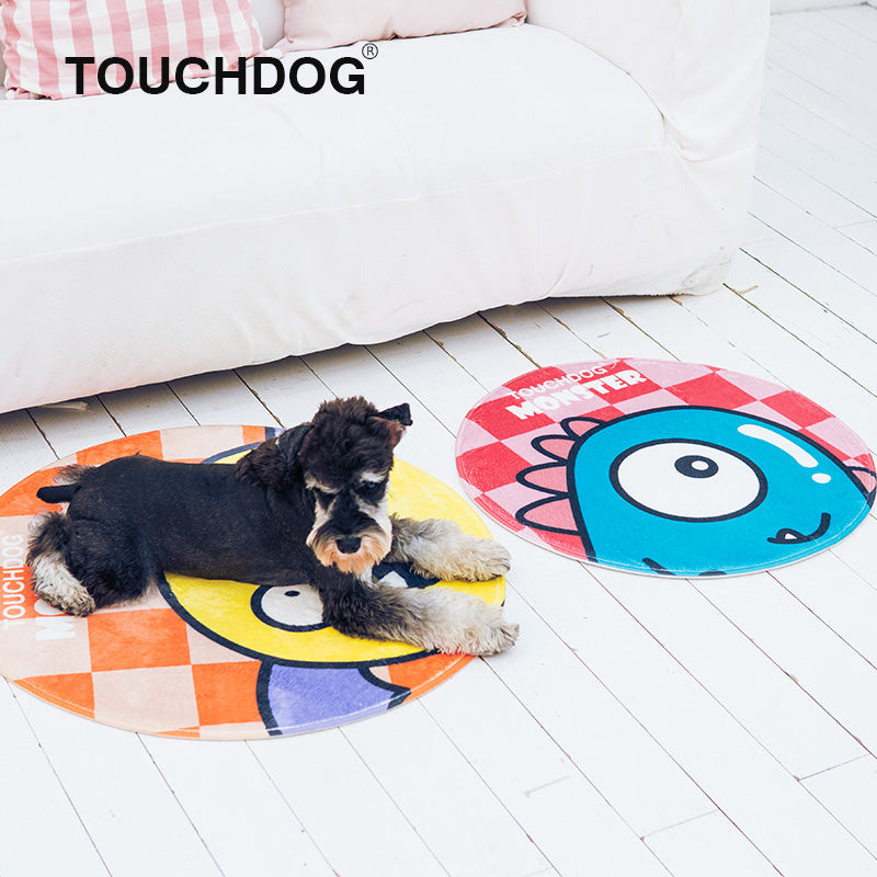 Touchdog  Cartoon Shoe-faced Monster Rounded Cat and Dog Mat(D0102HAX2CW.)