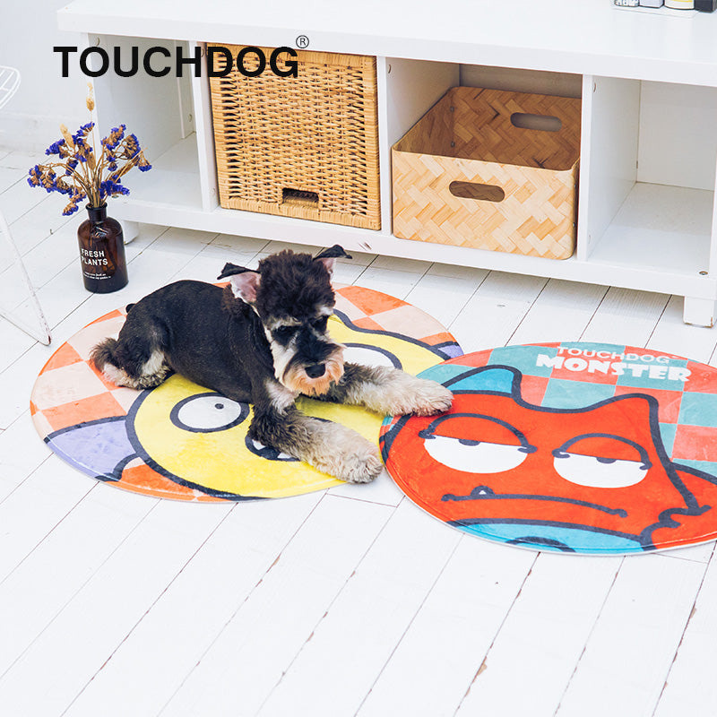 Touchdog  Cartoon Shoe-faced Monster Rounded Cat and Dog Mat(D0102HAX2CW.)