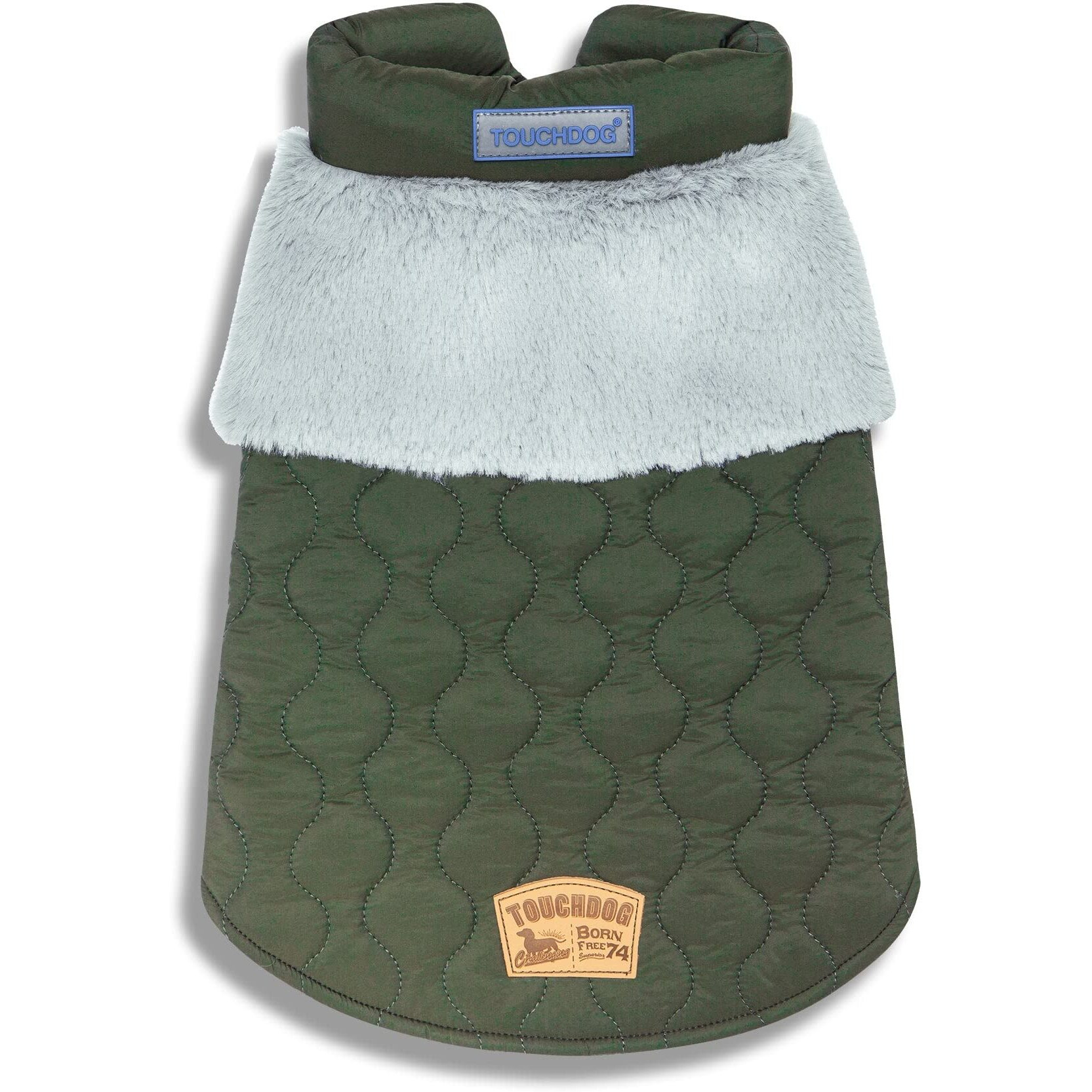 Touchdog Furrost-Bite Fur and Fleece Fashion Dog Jacket- X-Small/Green