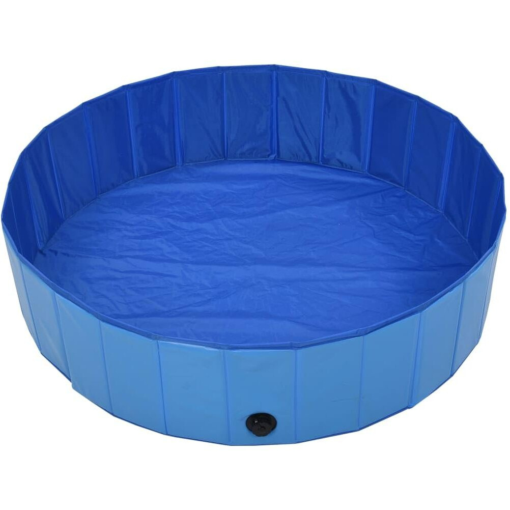 vidaXL Foldable Dog Swimming Pool Blue 47.2&quotx11.8" PVC