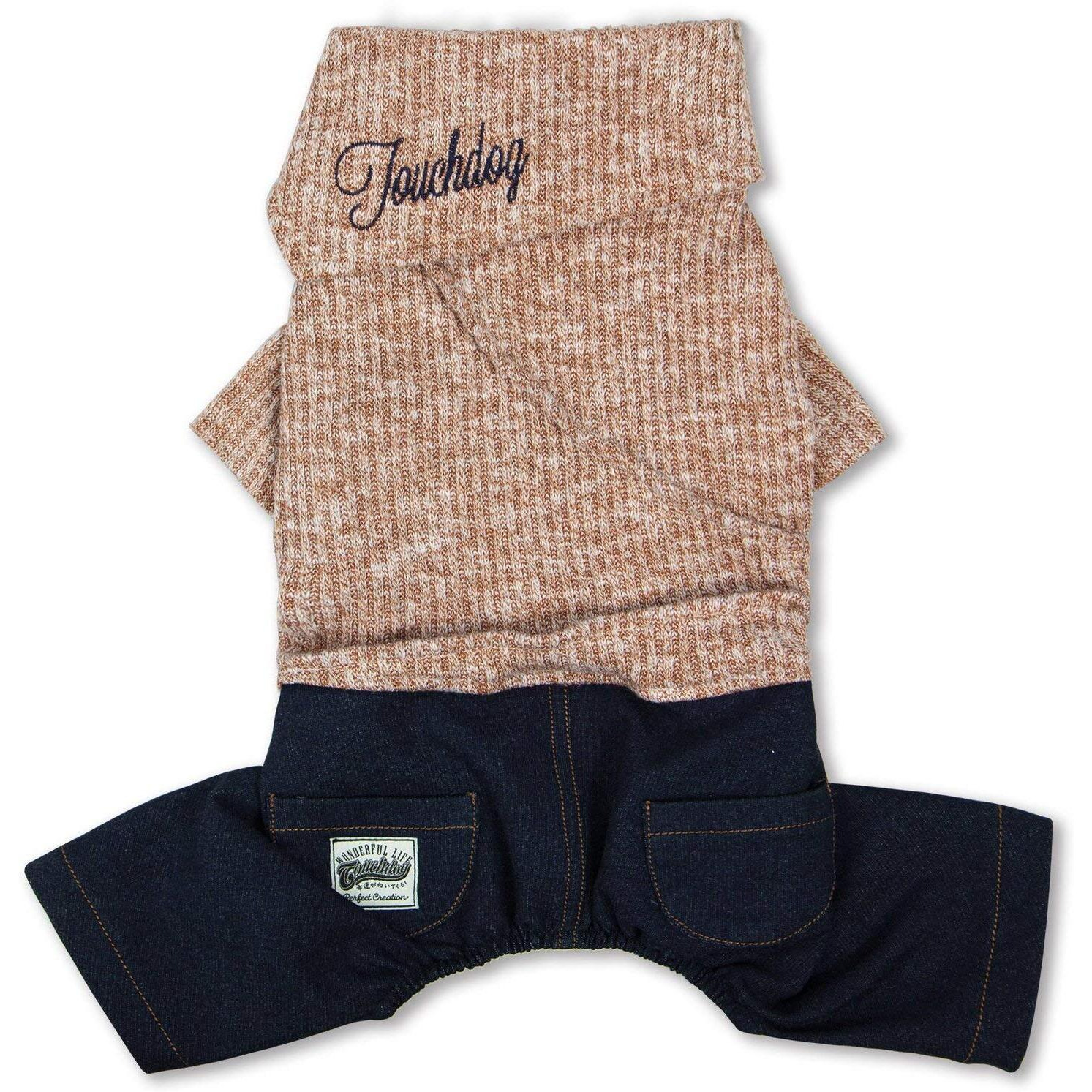 Touchdog  Vogue Neck-Wrap Sweater and Denim Pant Outfit(D0102HAXEUW.)