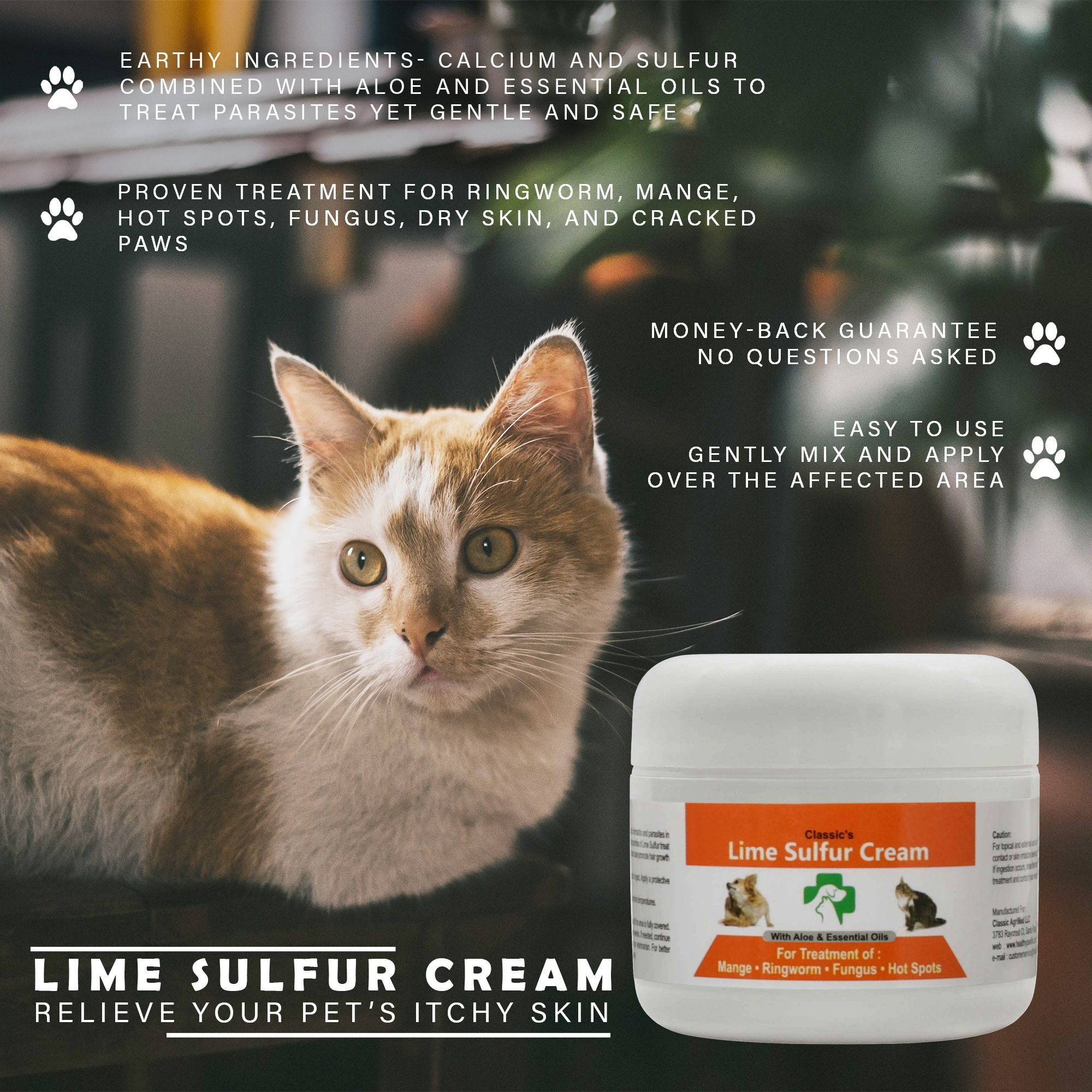 Lime Sulfur Pet Skin Cream - Pet Care and Veterinary Treatment for Itchy and Dry Skin - Safe Solution for Dog, Cat, Puppy, Kitten, HorseD0102HXVNSJ.)