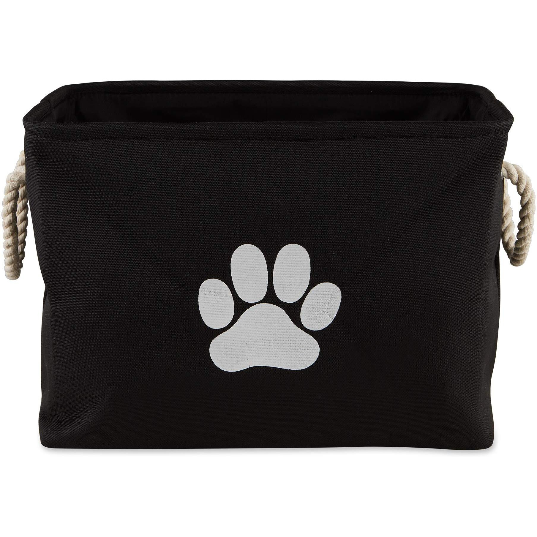 DII Polyester Pet Bin Paw Black Rectangle Small