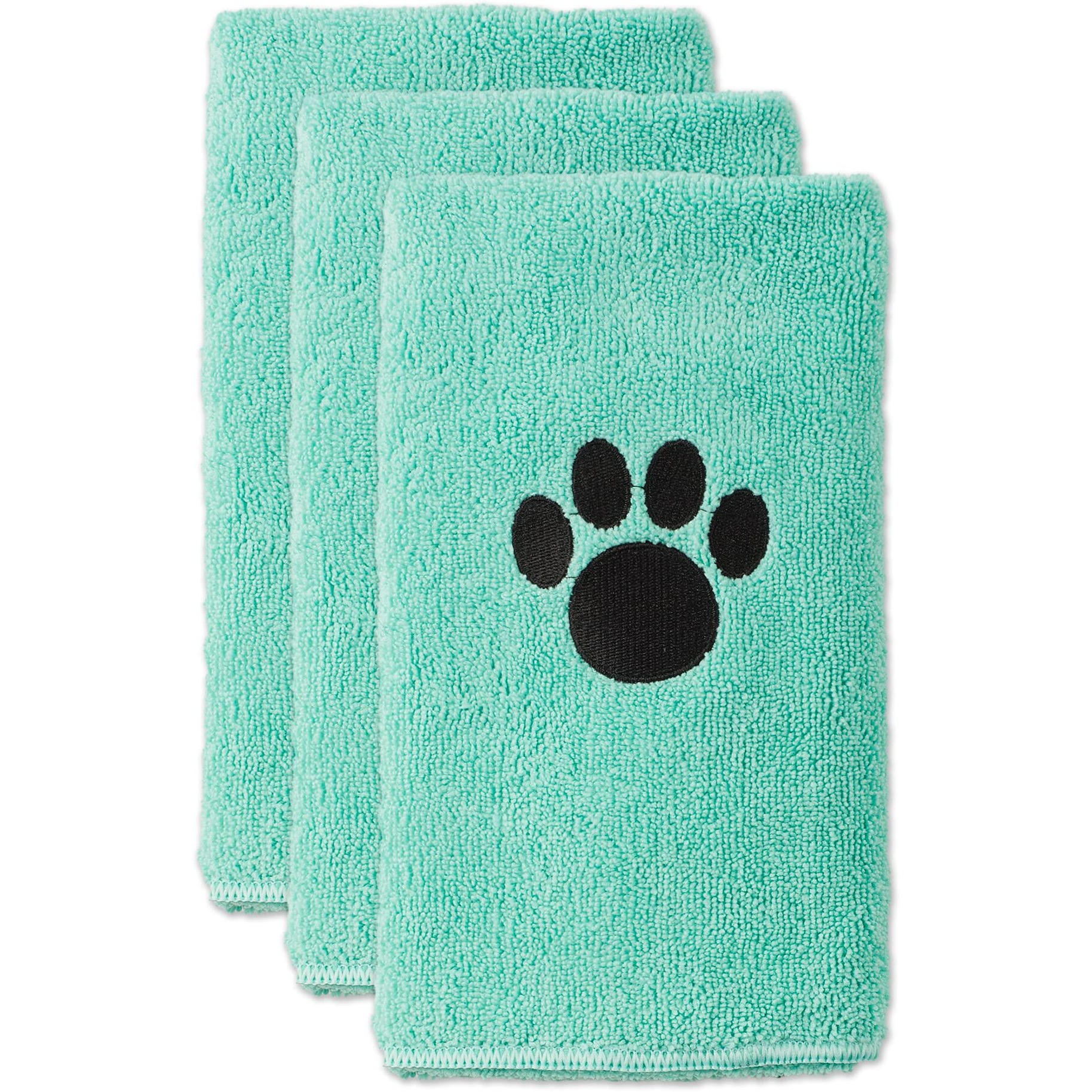 AQUA EMBROIDERED PAW SMALL PET TOWEL SET/3