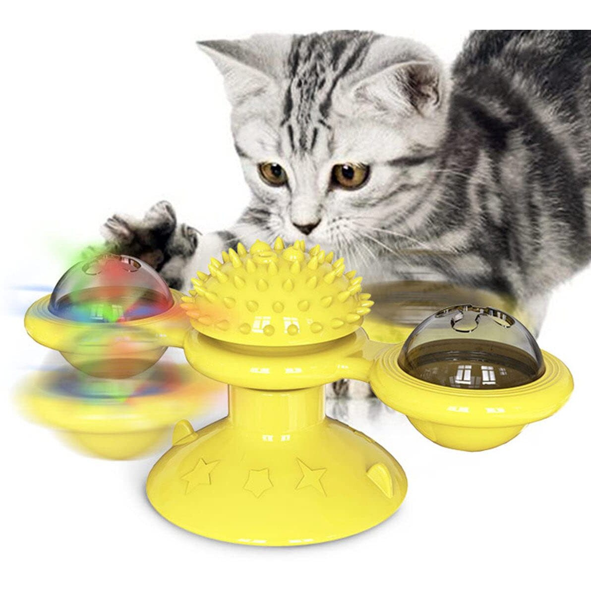 Pet Life  'Windmill' Rotating Suction Cup Spinning Cat Toy(D0102HAXICY.)